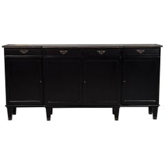 Louis XVI Style Mahogany Satin Black Lacquer Buffet Sideboard