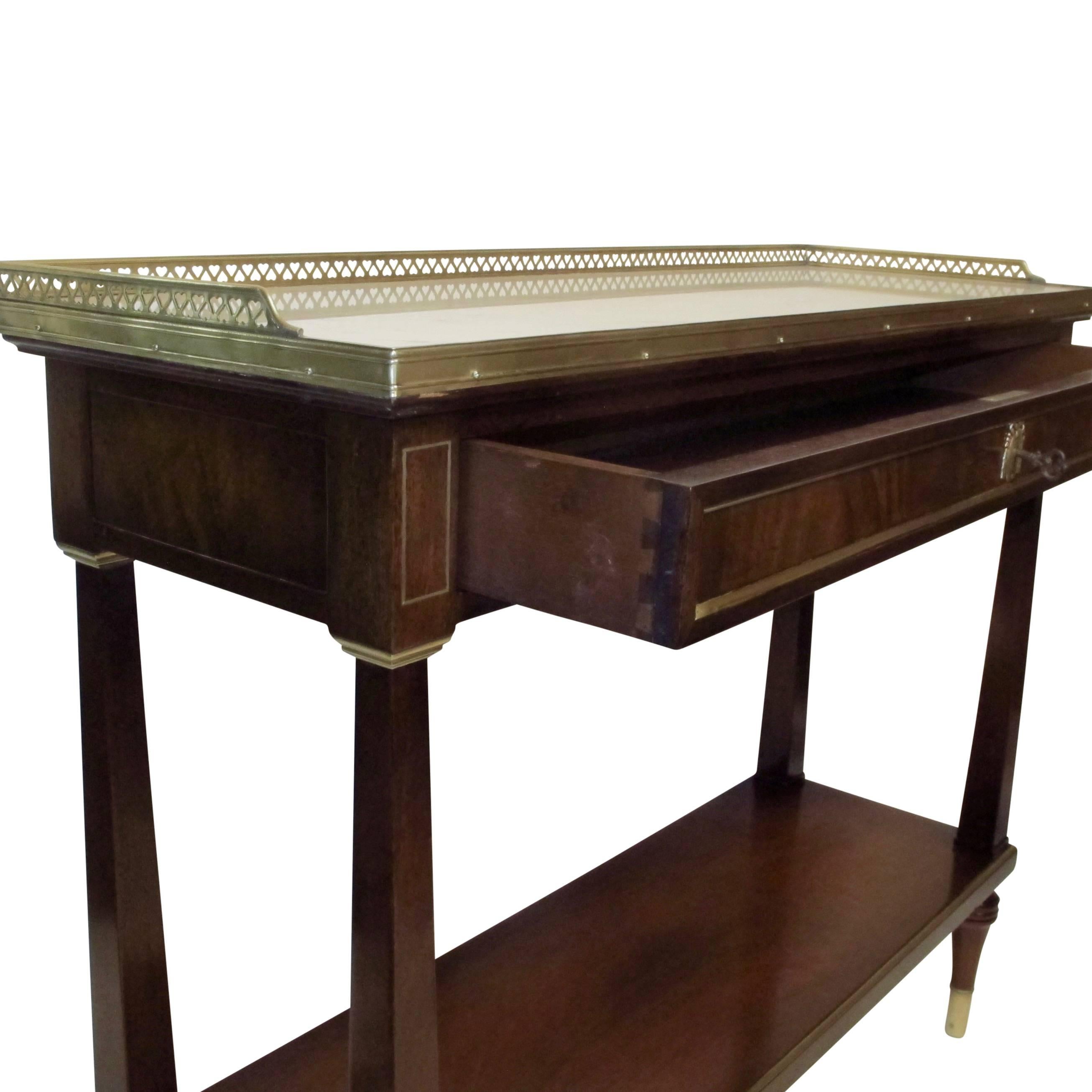 Louis XVI Style Mahogany Server with Brass Trim and Marble Top In Excellent Condition In San Francisco, CA
