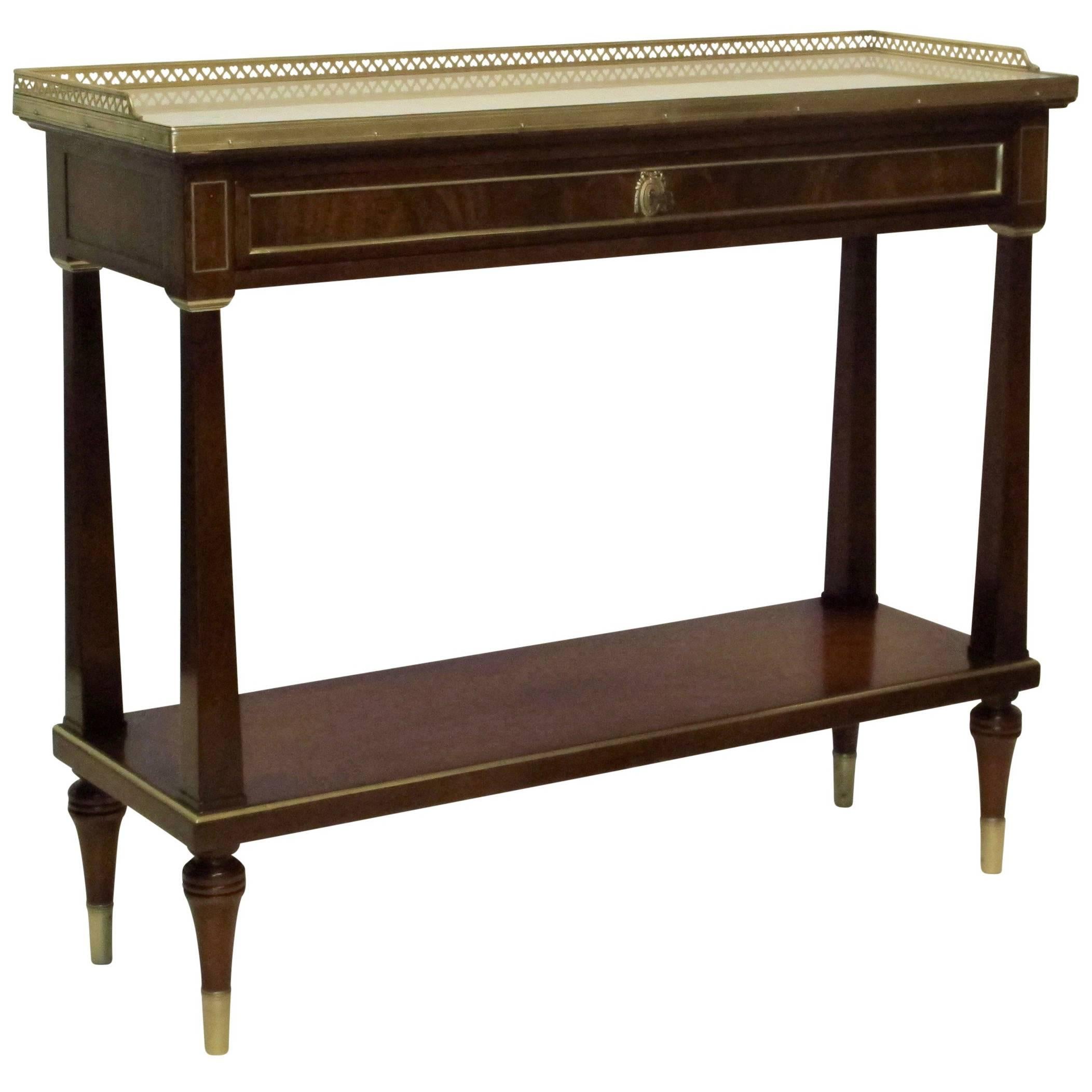 Louis XVI Style Mahogany Server with Brass Trim and Marble Top