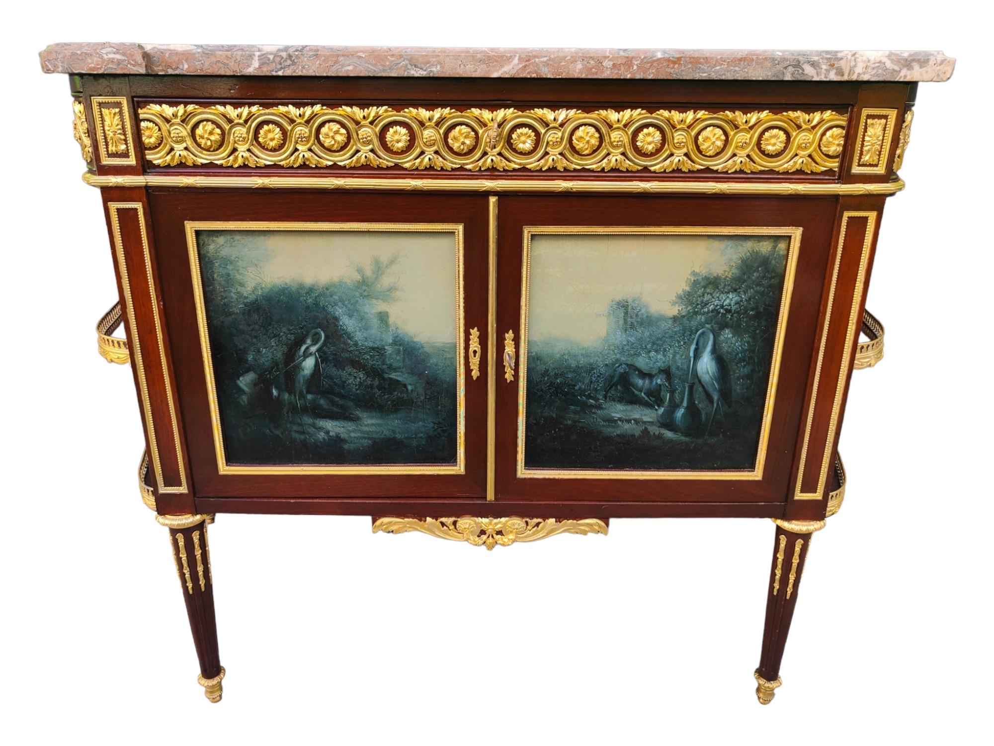 Louis XVI Style Mahogany Side Cabinet by Henry Dasson Et Cie, French, 1889 For Sale 5