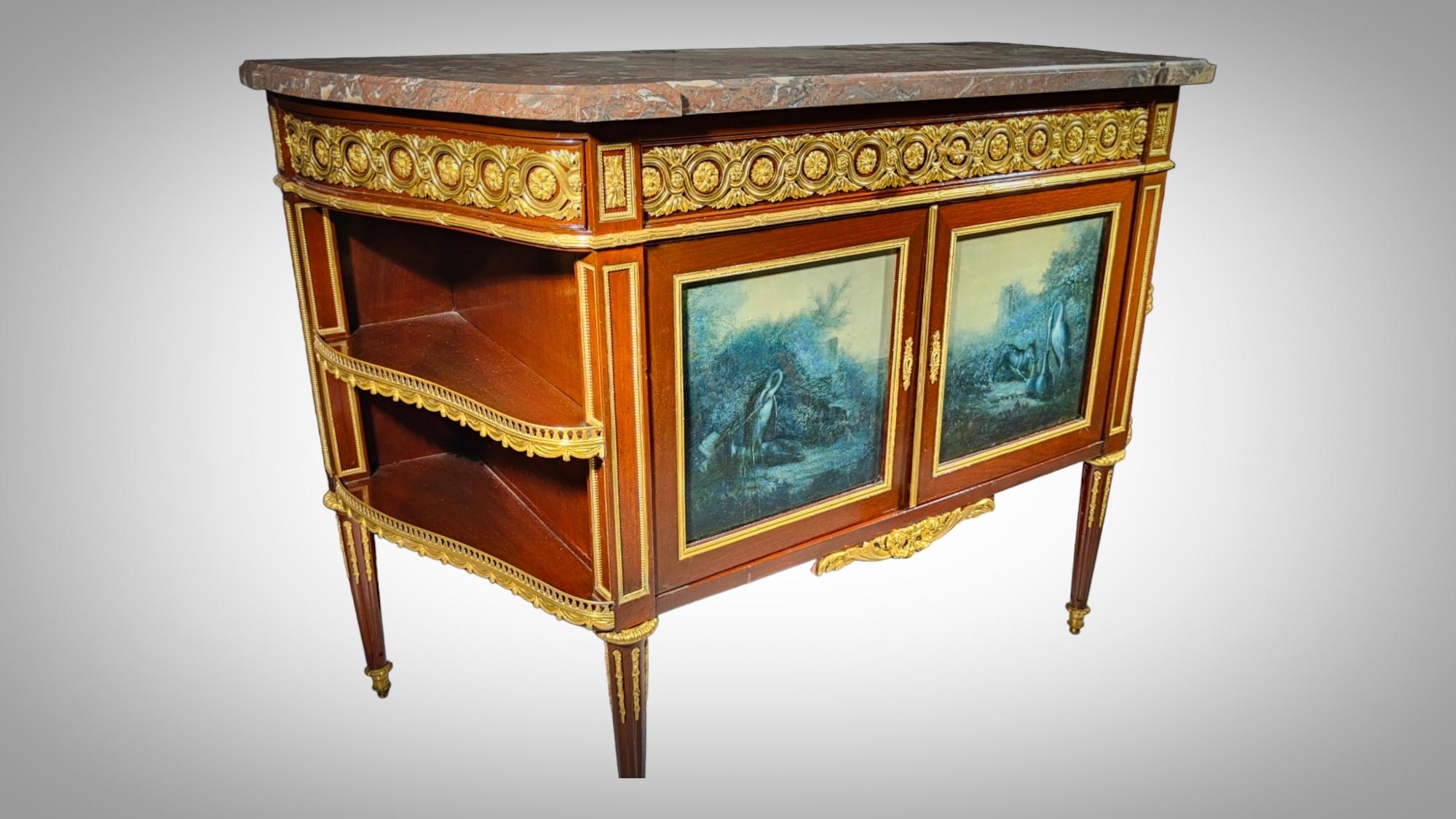 Louis XVI Style Mahogany Side Cabinet by Henry Dasson Et Cie, French, 1889 For Sale 11