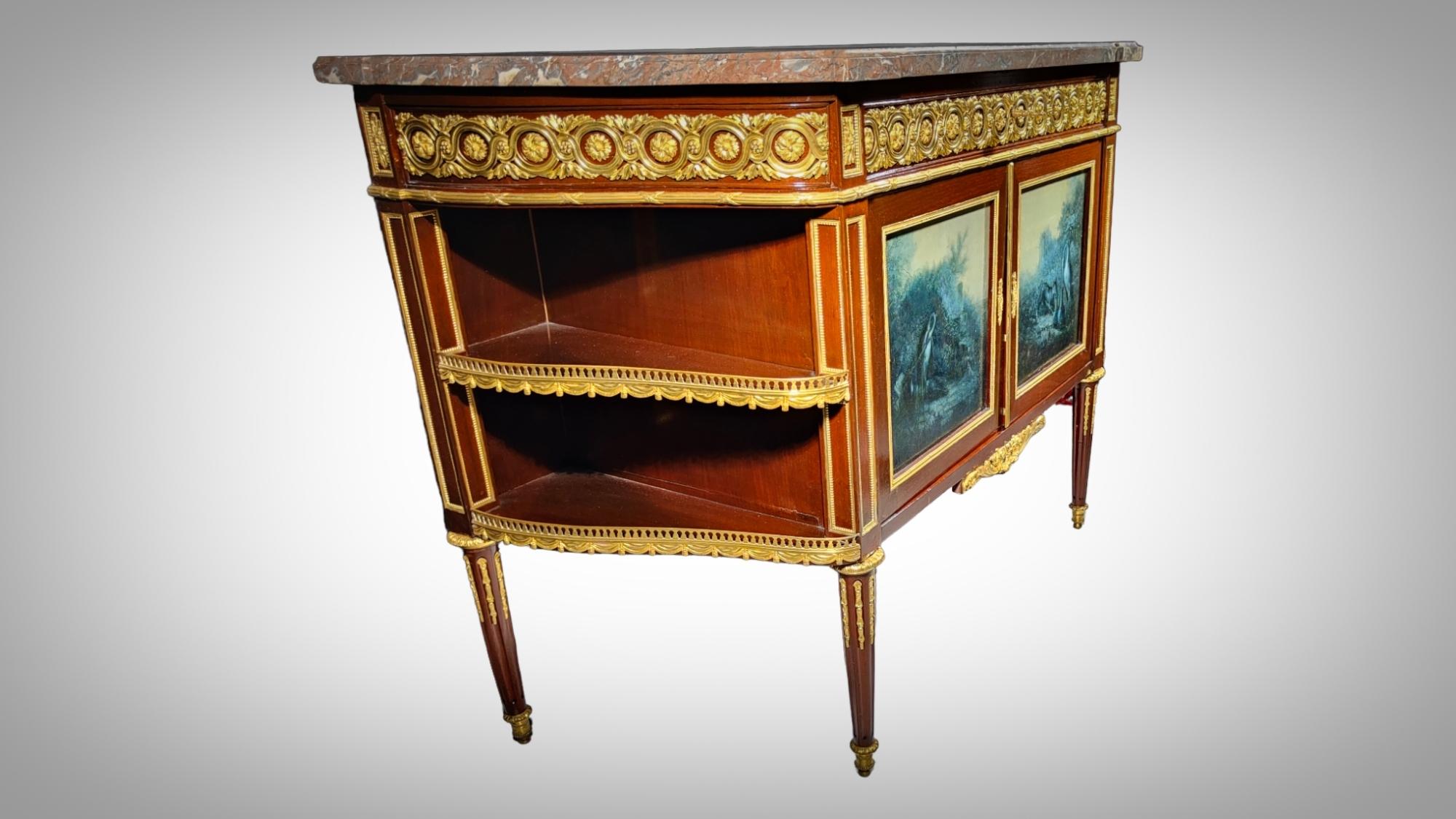 Louis XVI Style Mahogany Side Cabinet by Henry Dasson Et Cie, French, 1889 For Sale 12