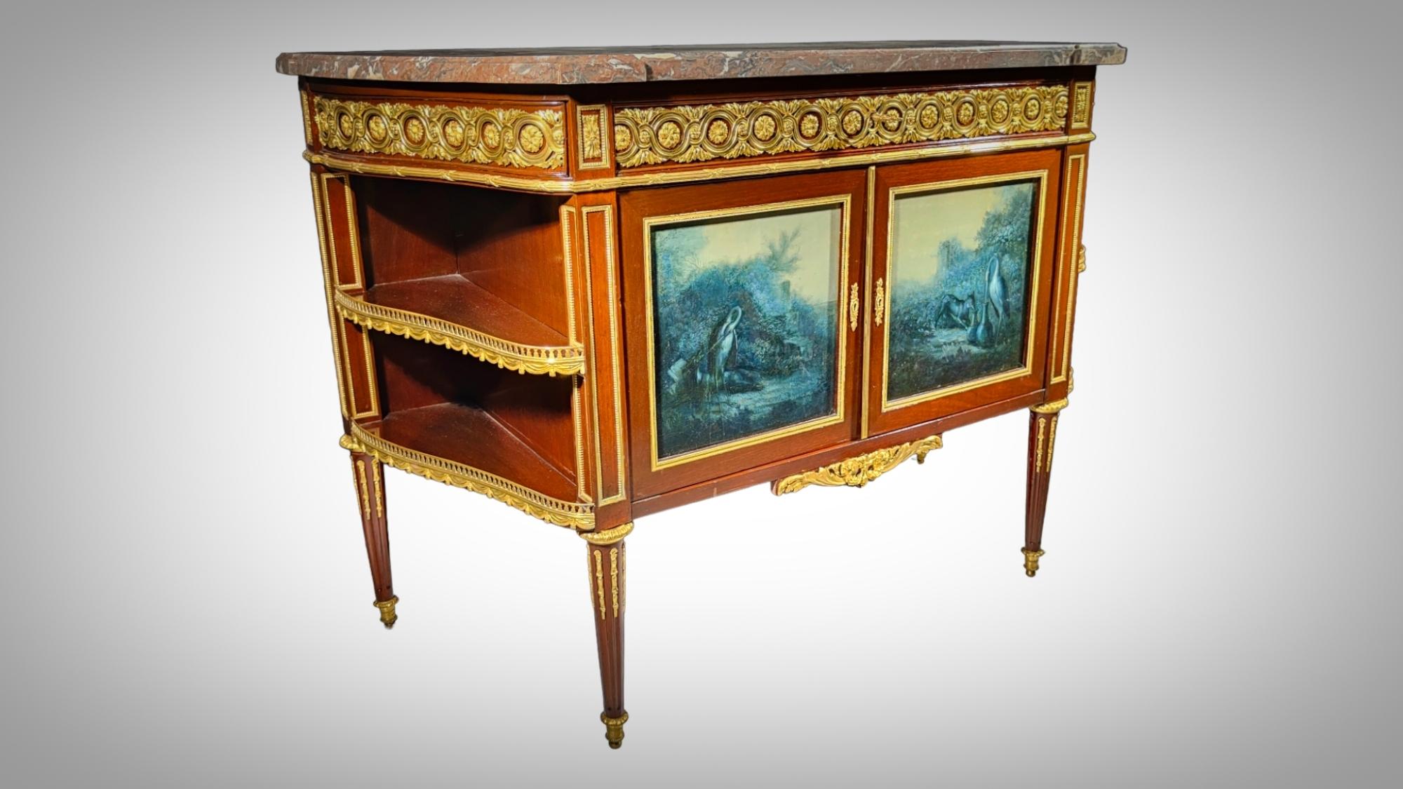 Louis XVI Style Mahogany Side Cabinet by Henry Dasson Et Cie, French, 1889 For Sale 14