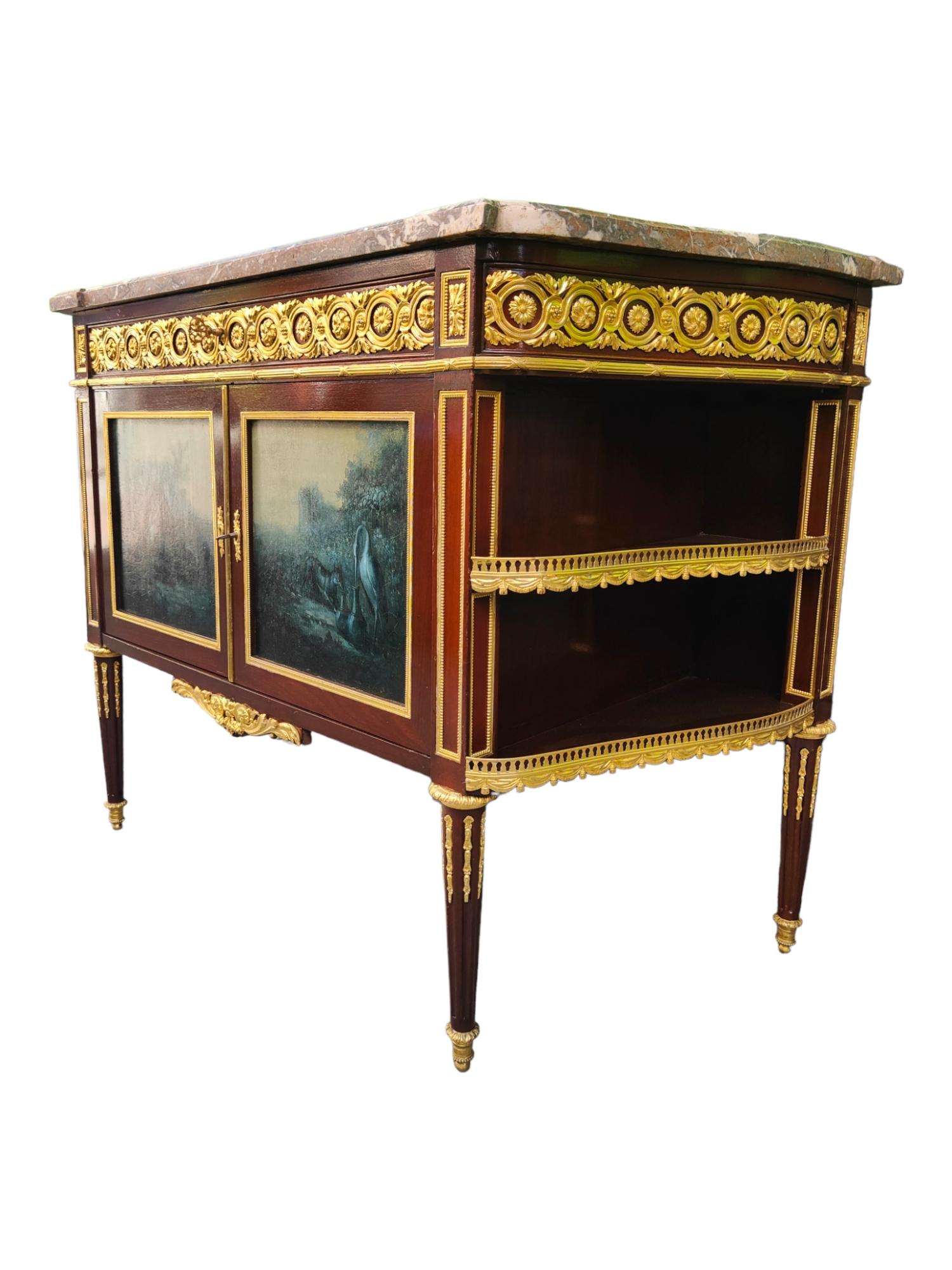Louis XVI Style Mahogany Side Cabinet by Henry Dasson Et Cie, French, 1889 For Sale 2