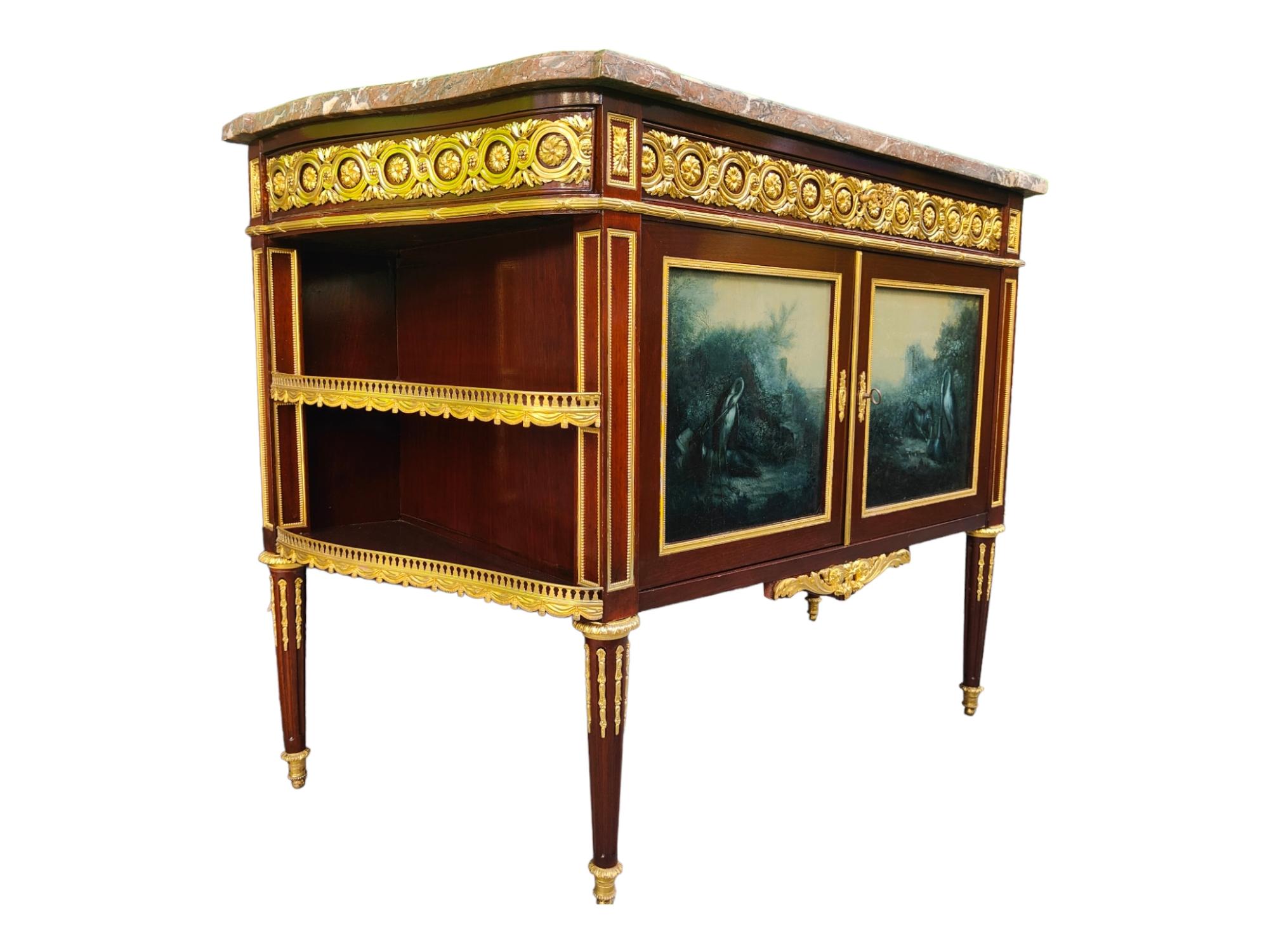 Louis XVI Style Mahogany Side Cabinet by Henry Dasson Et Cie, French, 1889 For Sale 3