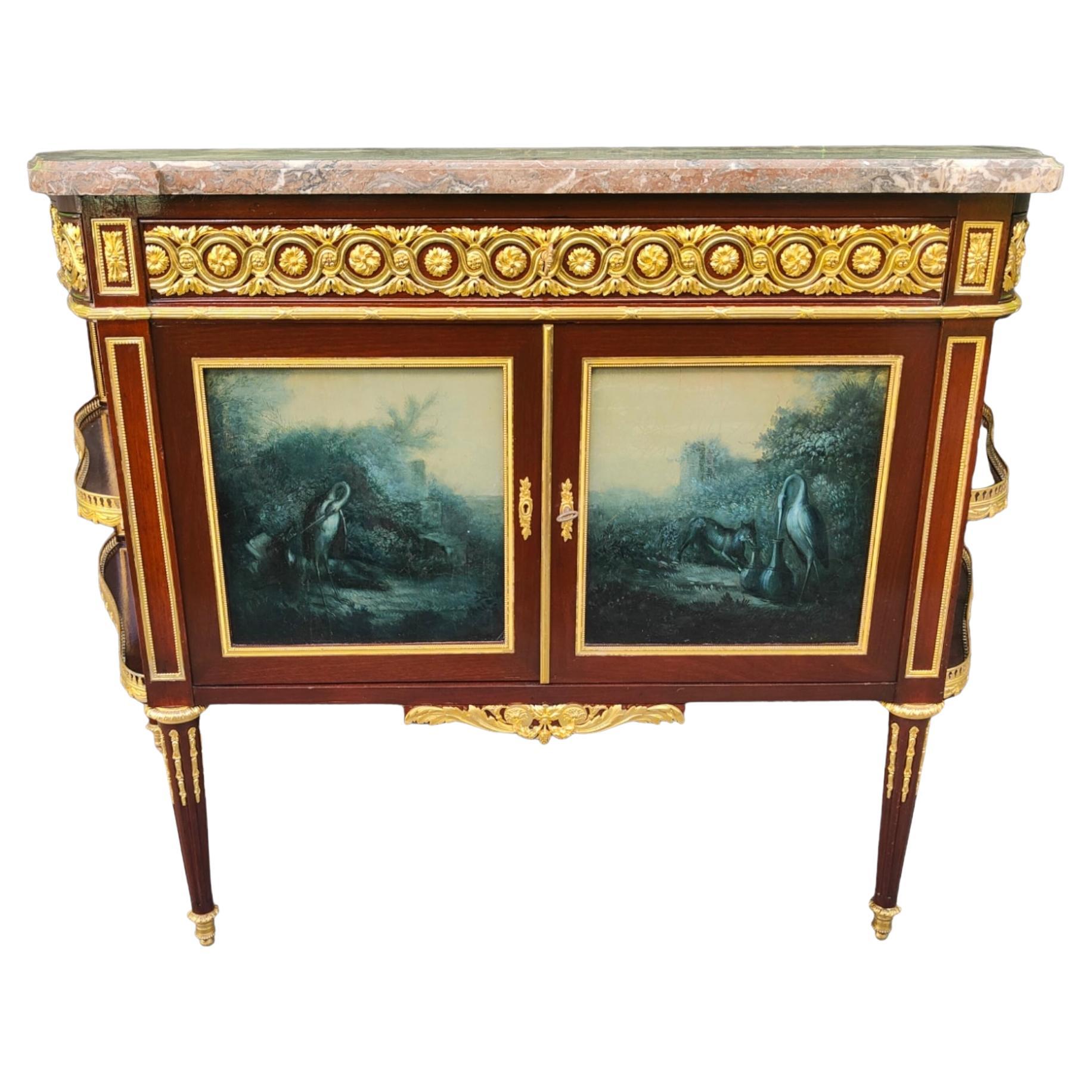 Louis XVI Style Mahogany Side Cabinet by Henry Dasson Et Cie, French, 1889 For Sale