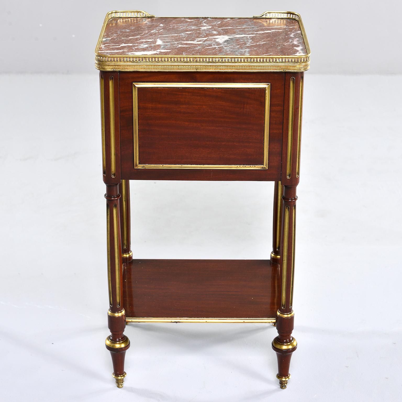 Louis XVI Style Mahogany Side Cabinet with Marble and Brass (Louis XVI.)