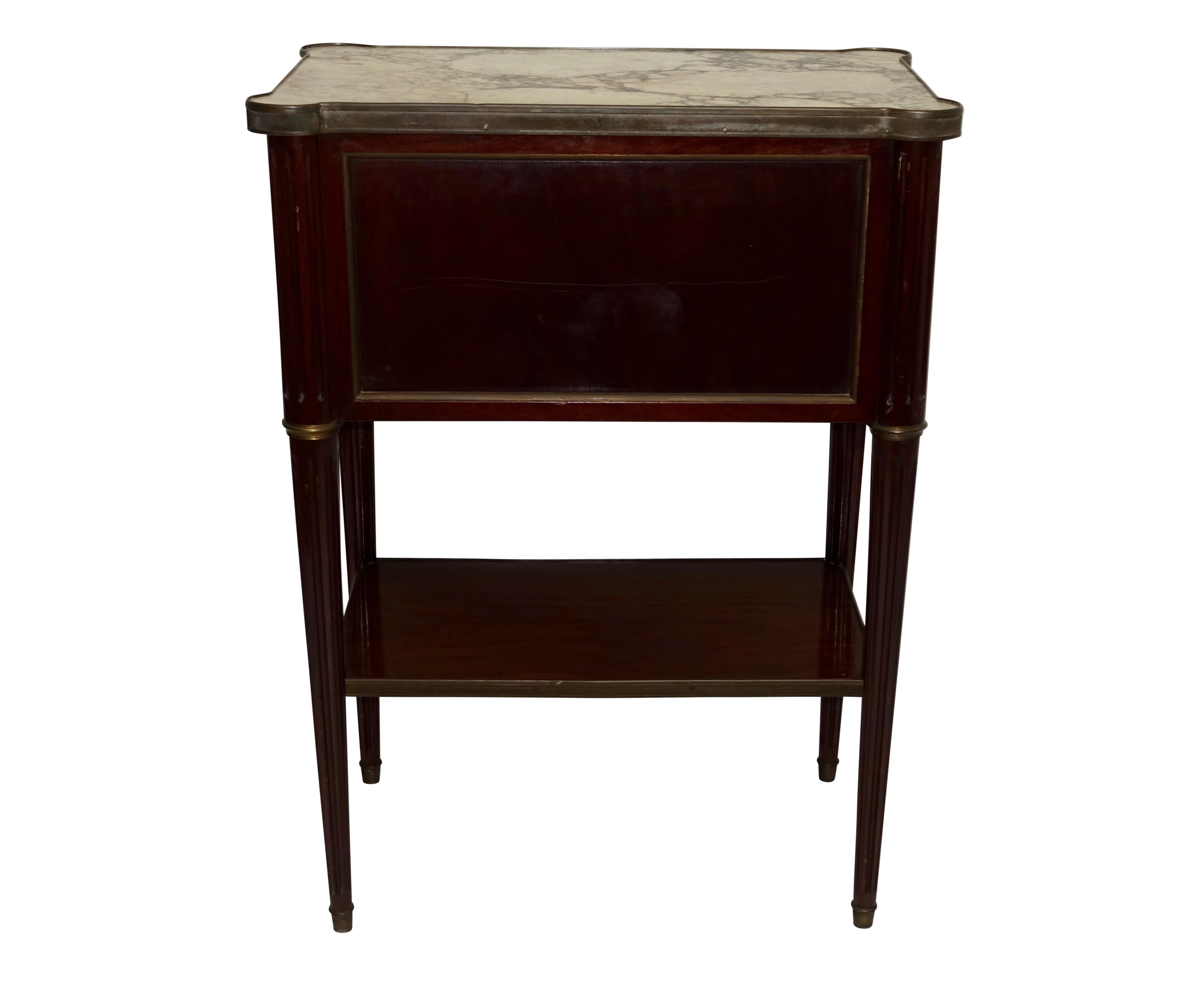 Louis XVI Style Mahogany Side Table Cabinet, French, 1940s 4