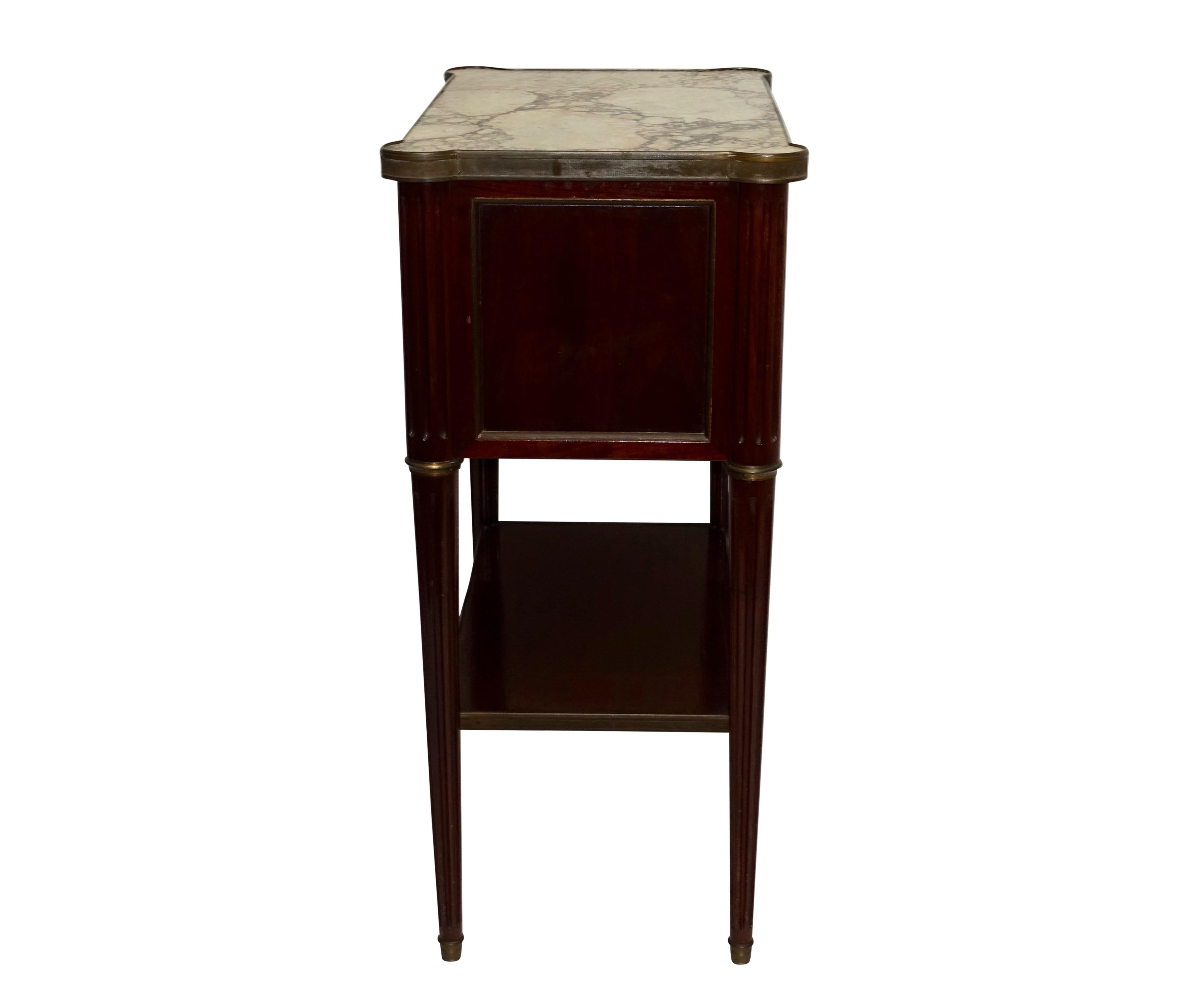 Louis XVI Style Mahogany Side Table Cabinet, French, 1940s 5