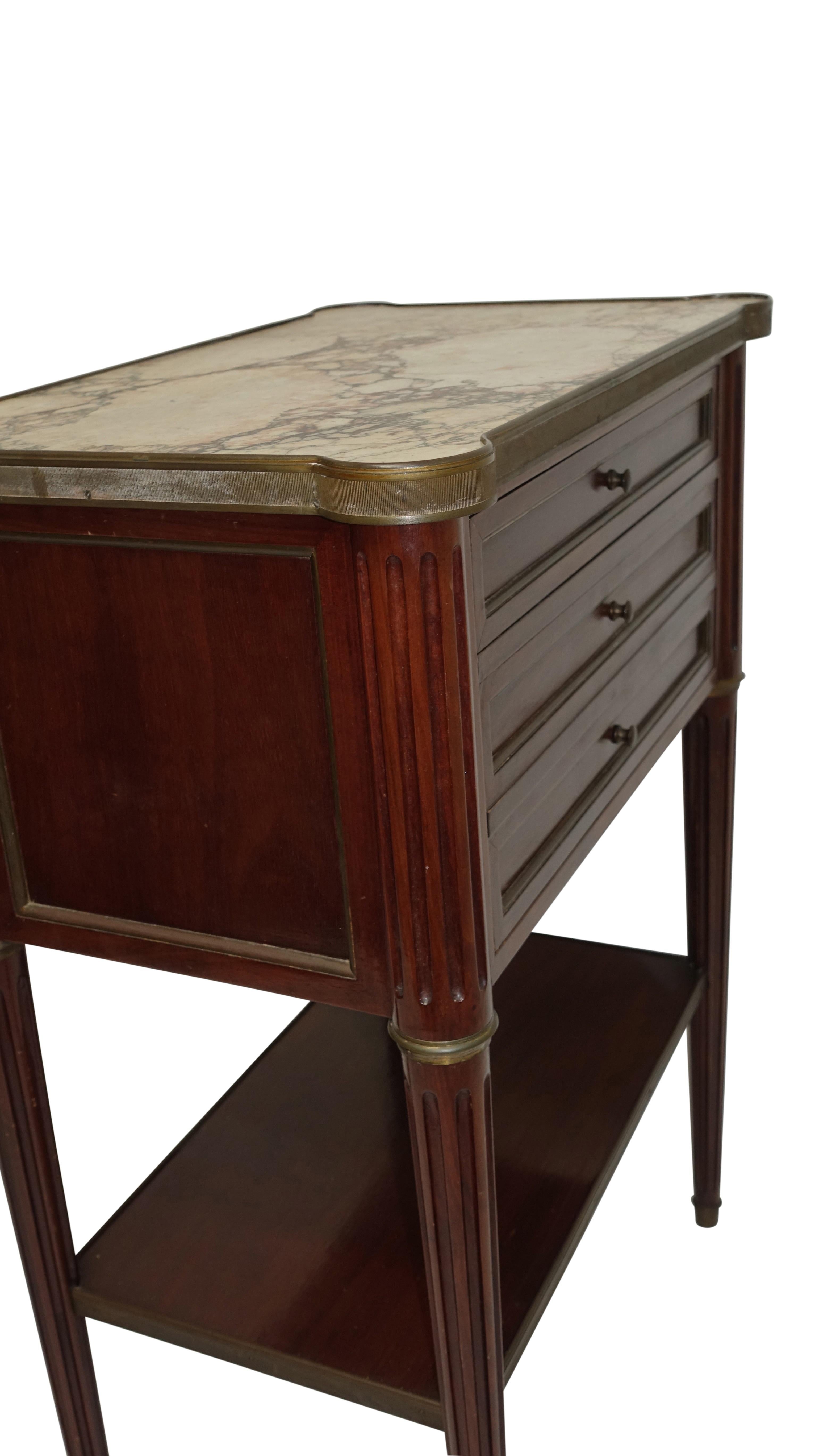 Louis XVI Style Mahogany Side Table Cabinet, French, 1940s In Good Condition In San Francisco, CA