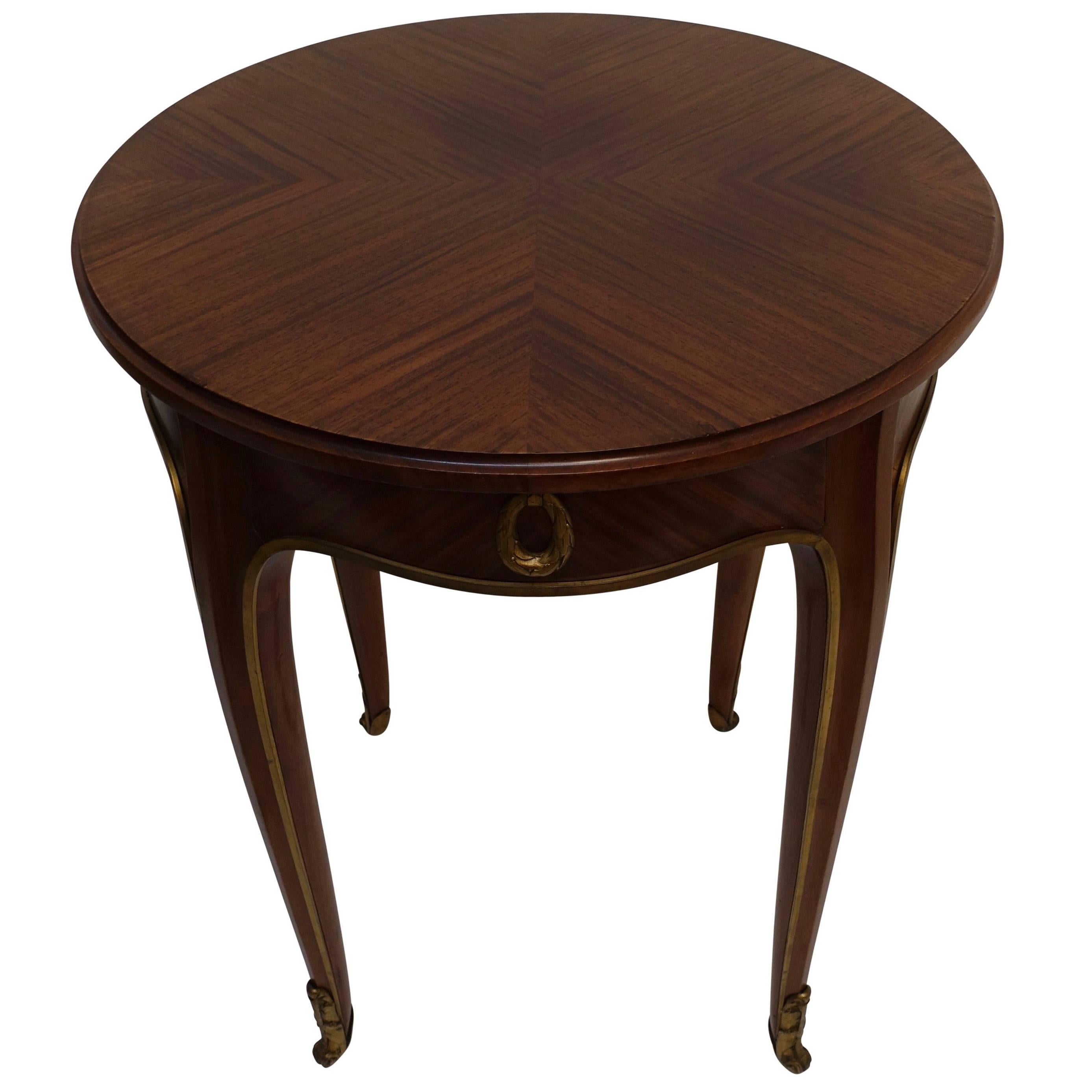 Louis XVI Style Mahogany Side Table with Drawer, French Early 20th century