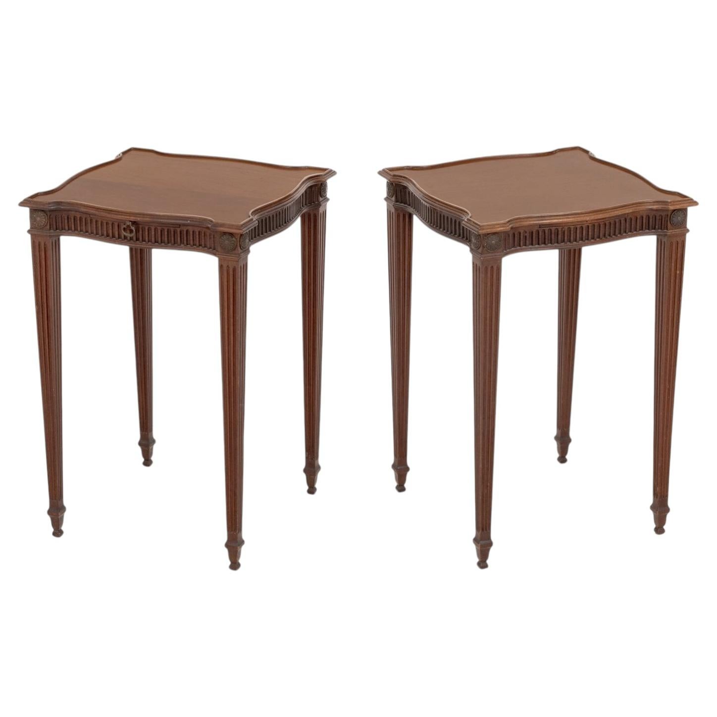 Two Louis XVI Style Mahogany Side Tables with Serpentine Top For Sale