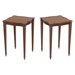 Two Louis XVI Style Mahogany Side Tables with Serpentine Top