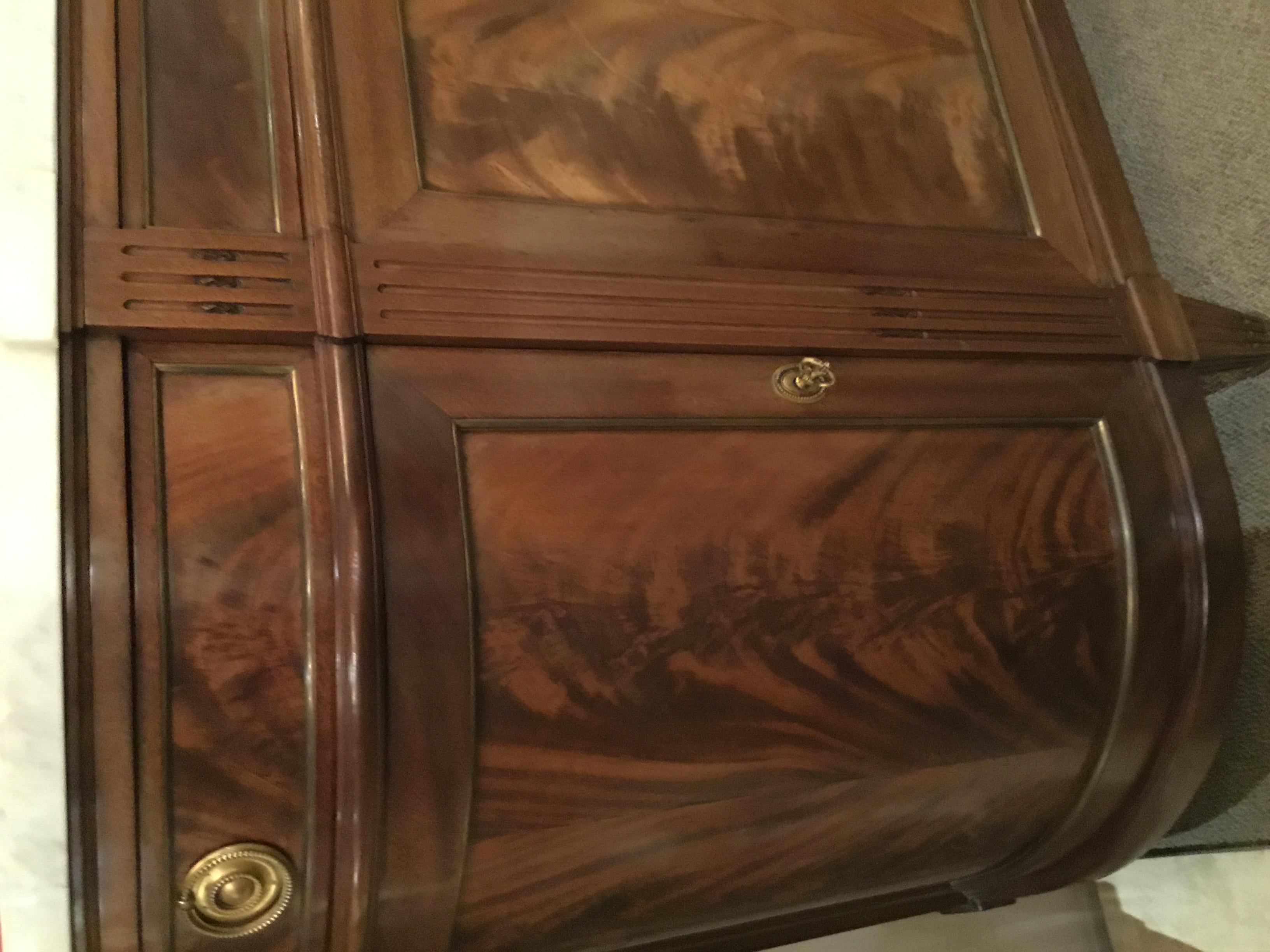 19th Century Louis XVI Style Mahogany Sideboard/Buffet with White Marble Top and Curved Side