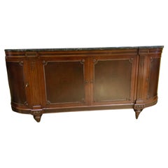 Antique Louis XVI Style Mahogany Sideboard with Black Marble Top