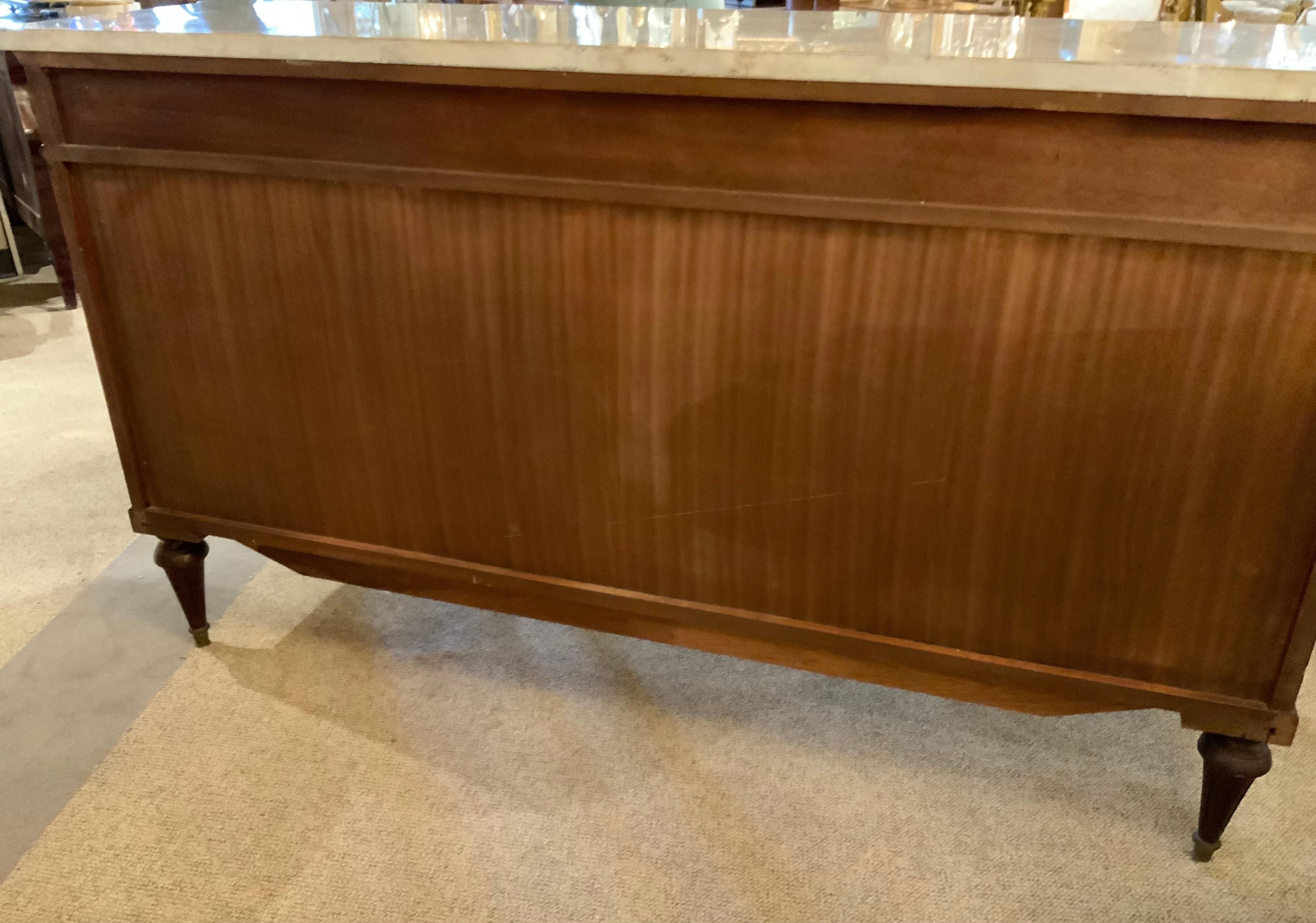 Louis XVI-Style mahogany sideboard, with white marble top For Sale 5