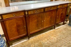 Louis XVI-Style mahogany sideboard with white marble top