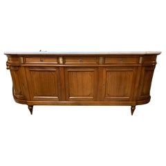 Louis XVI-Style mahogany sideboard, with white marble top