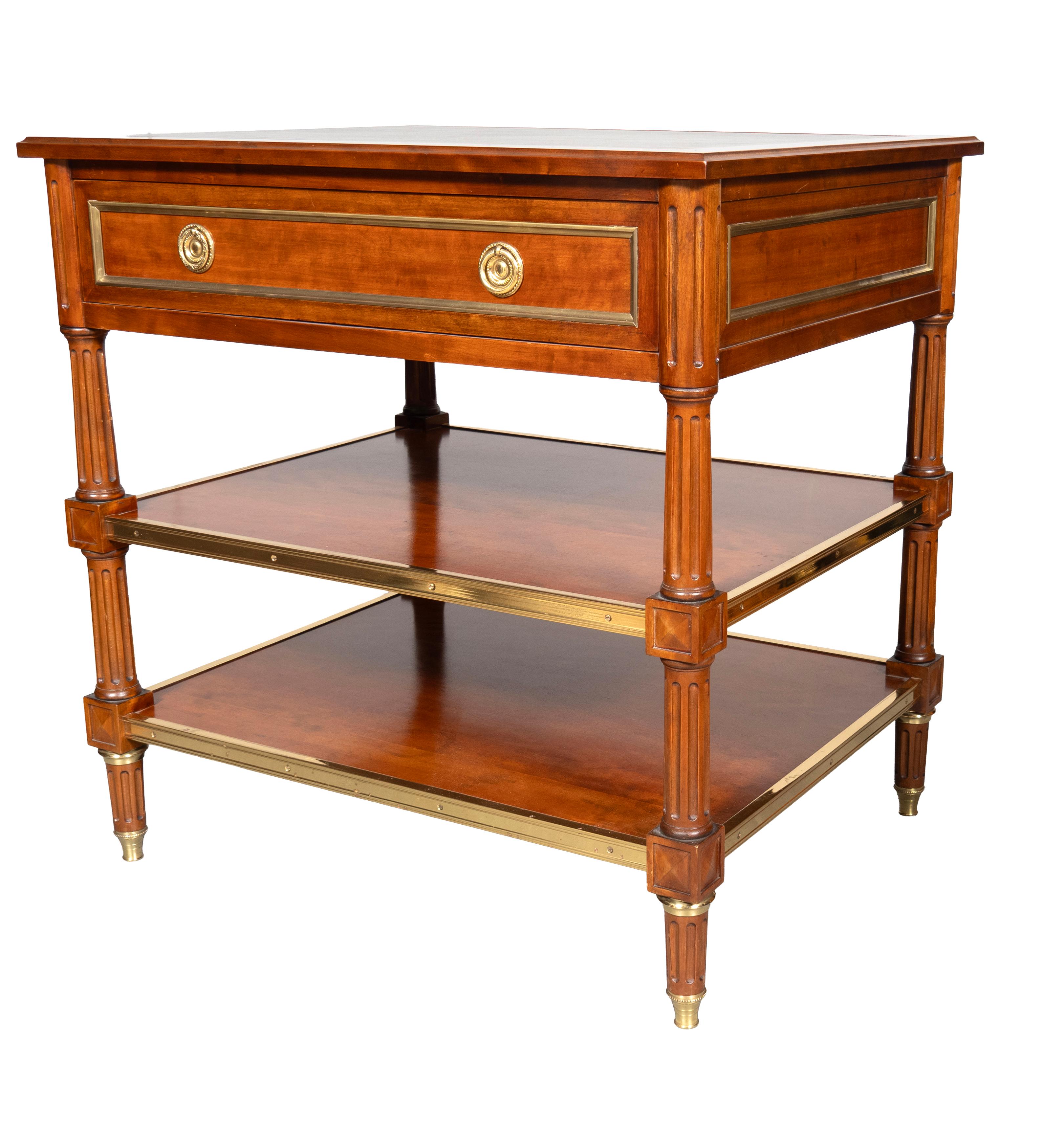 Brass Louis XVI Style Mahogany Table By Frederick P. Victoria For Sale