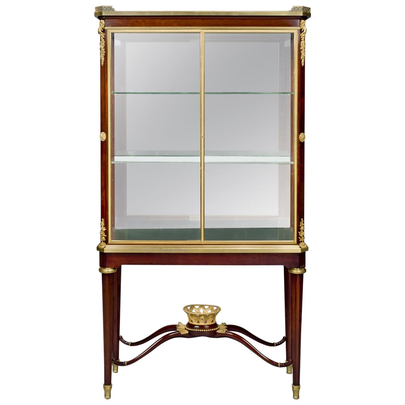 Mahagoni-Vitrine im Louis-XVI-Stil von Alfred Louis Beurdeley, um 1880 im Angebot