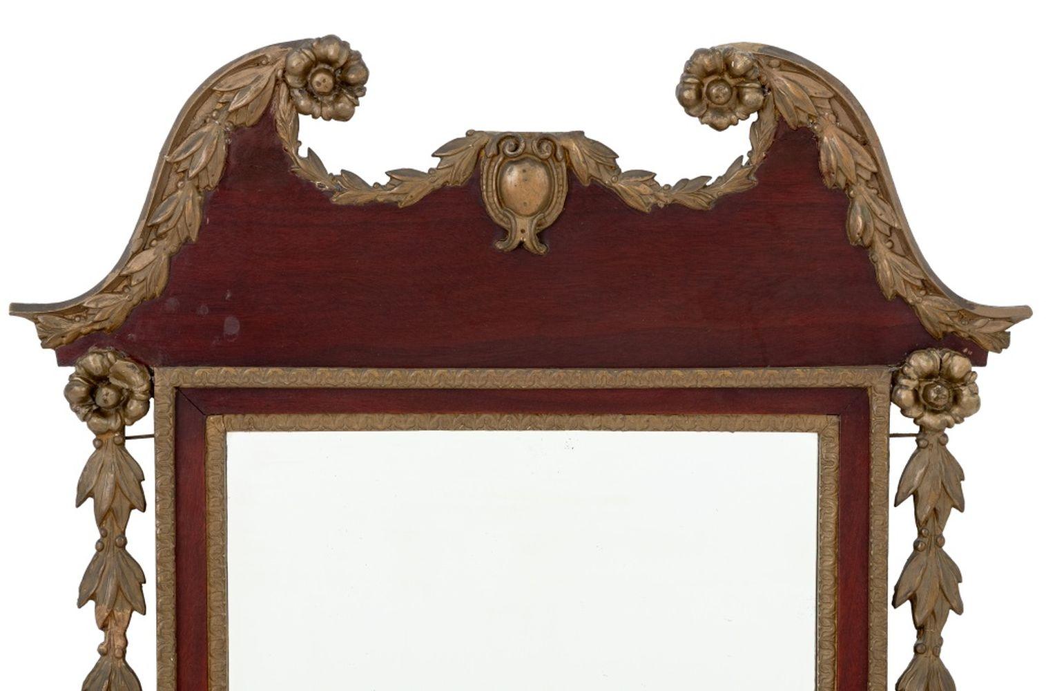 Louis XVI Style Mahogany Wall Mirror, with floral garlands. 46
