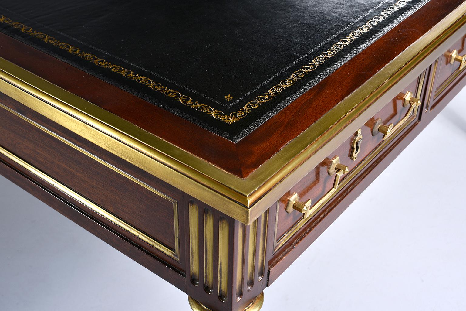 Louis XVI Style Mahogany Writing Desk with Brass Mounts 5