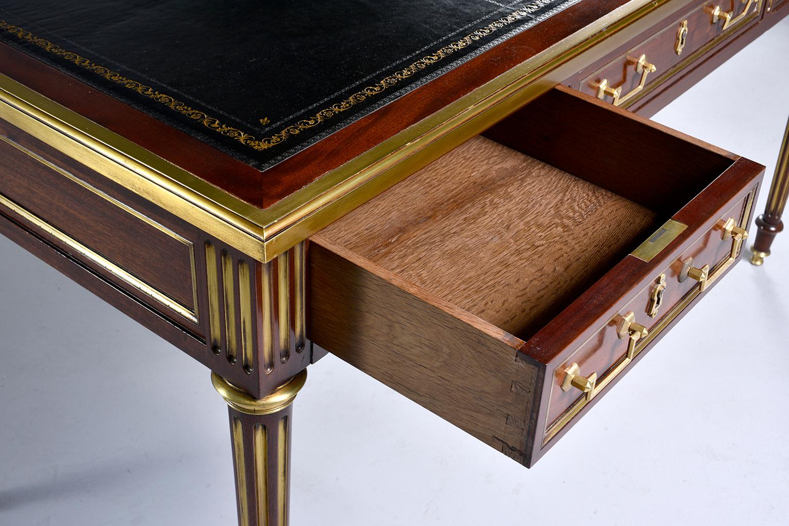 Louis XVI Style Mahogany Writing Desk with Brass Mounts 6