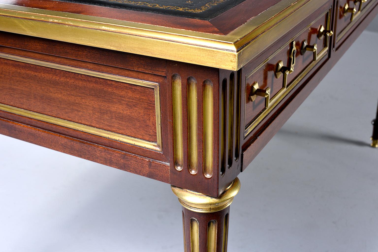 Louis XVI Style Mahogany Writing Desk with Brass Mounts 7