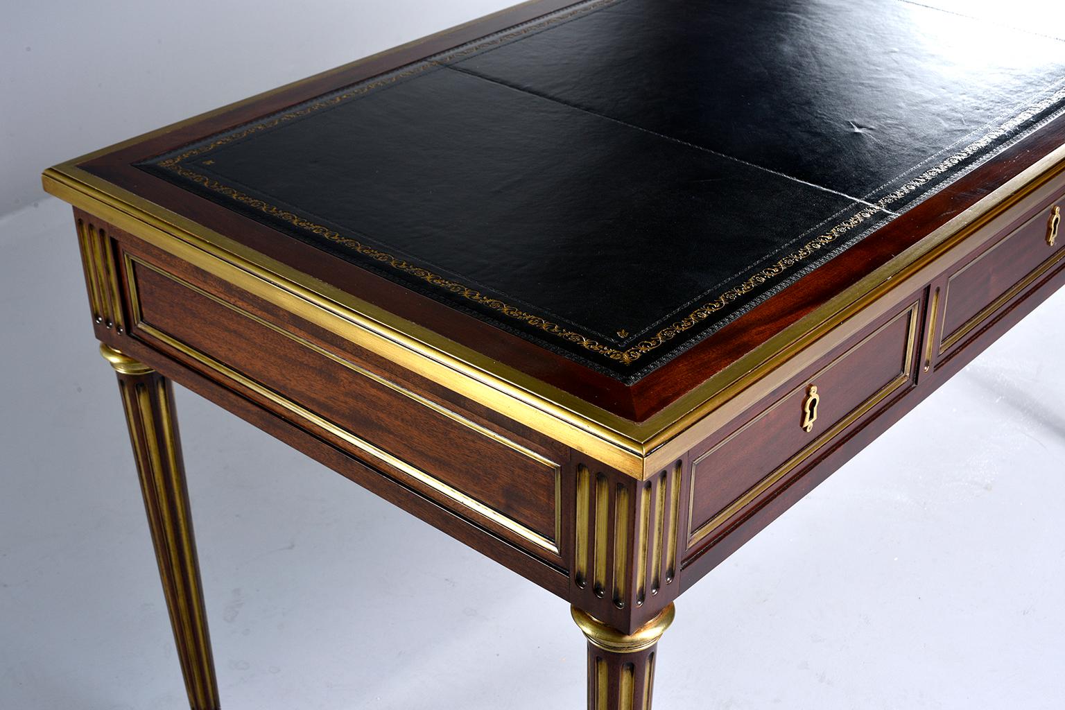 Louis XVI Style Mahogany Writing Desk with Brass Mounts 10