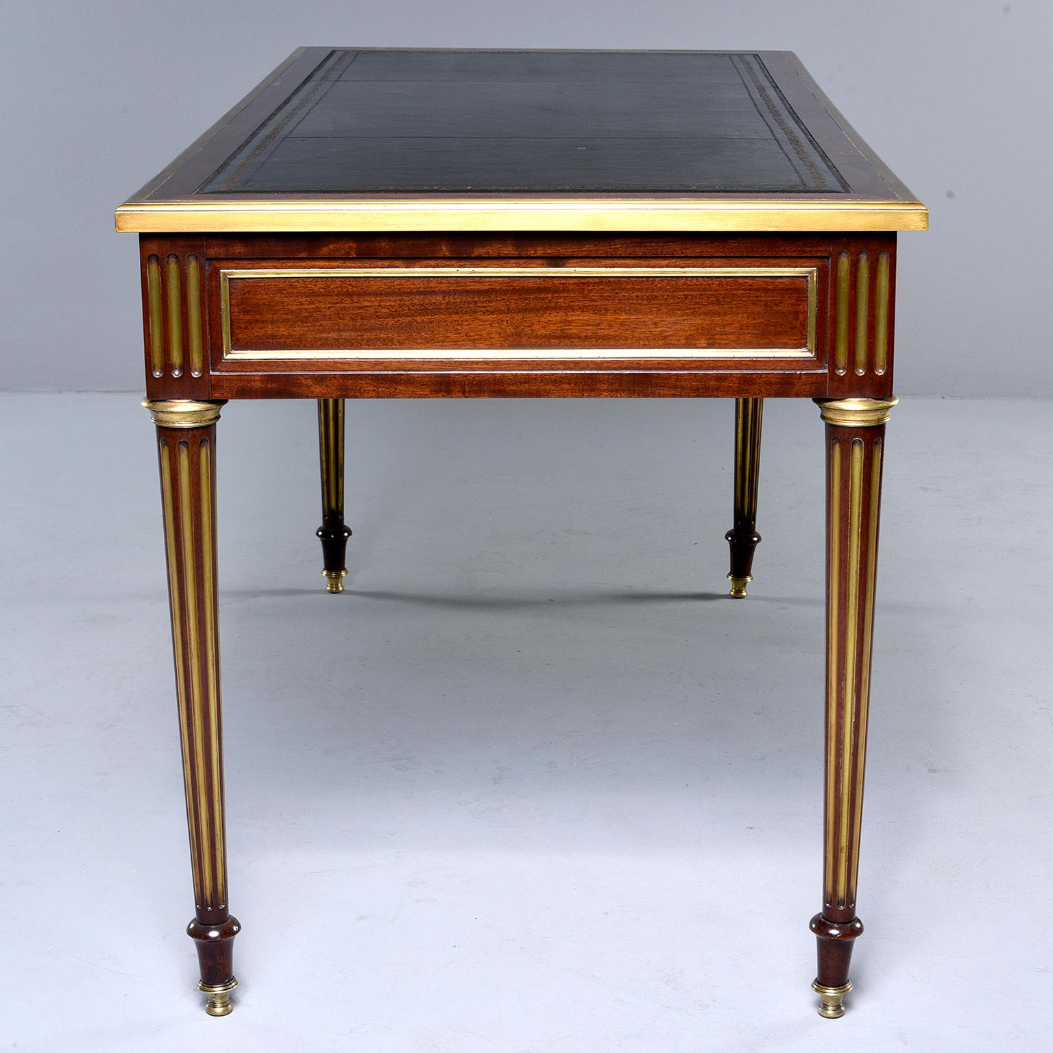 French Louis XVI Style Mahogany Writing Desk with Brass Mounts