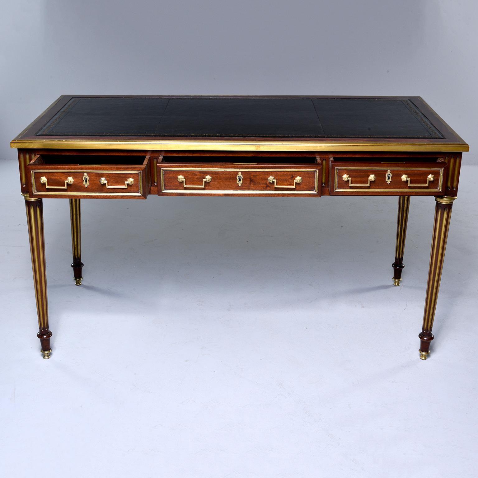 Louis XVI Style Mahogany Writing Desk with Brass Mounts 1