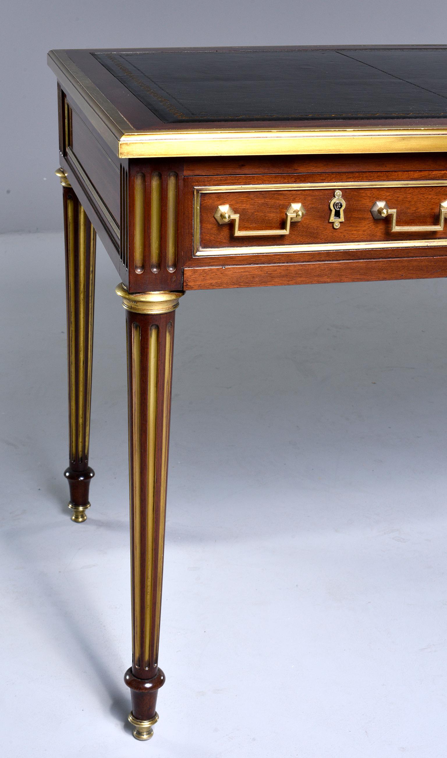 Louis XVI Style Mahogany Writing Desk with Brass Mounts 4