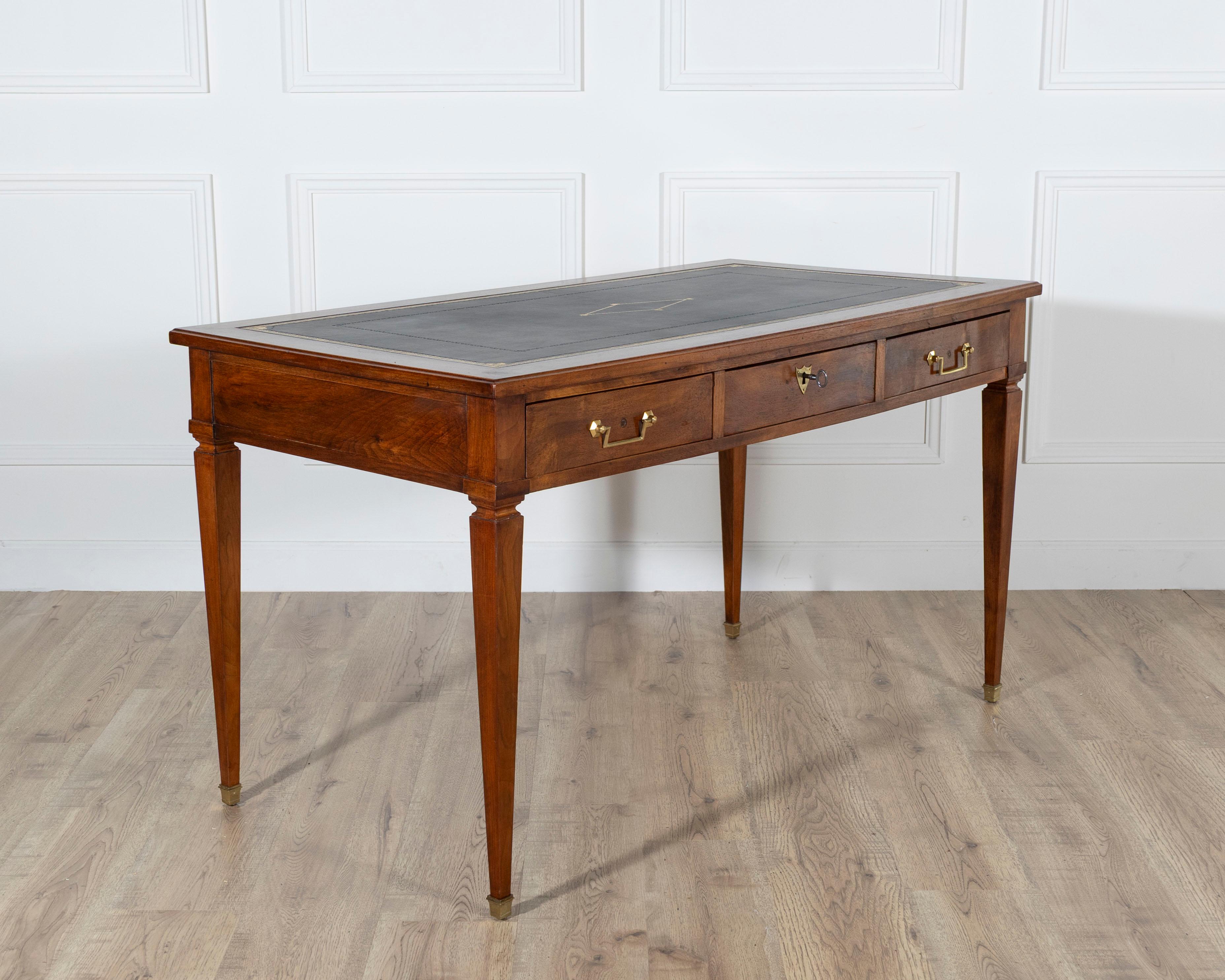 Louis XVI-Style Mahogany Writing Desk with Leather Top In Good Condition For Sale In Atlanta, GA