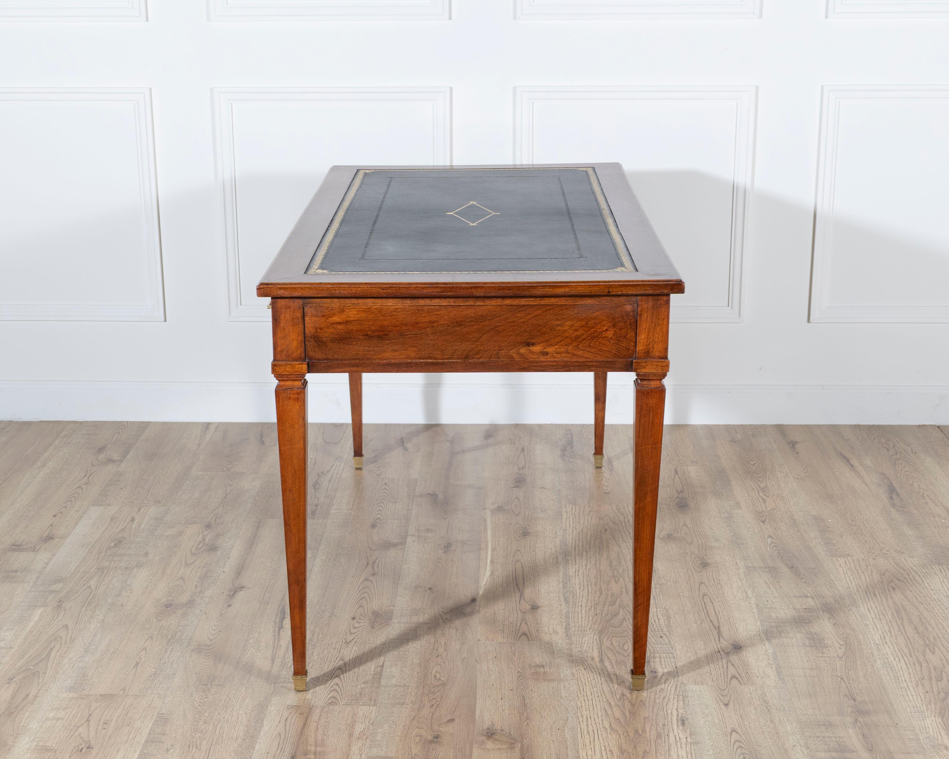 Wood Louis XVI-Style Mahogany Writing Desk with Leather Top For Sale