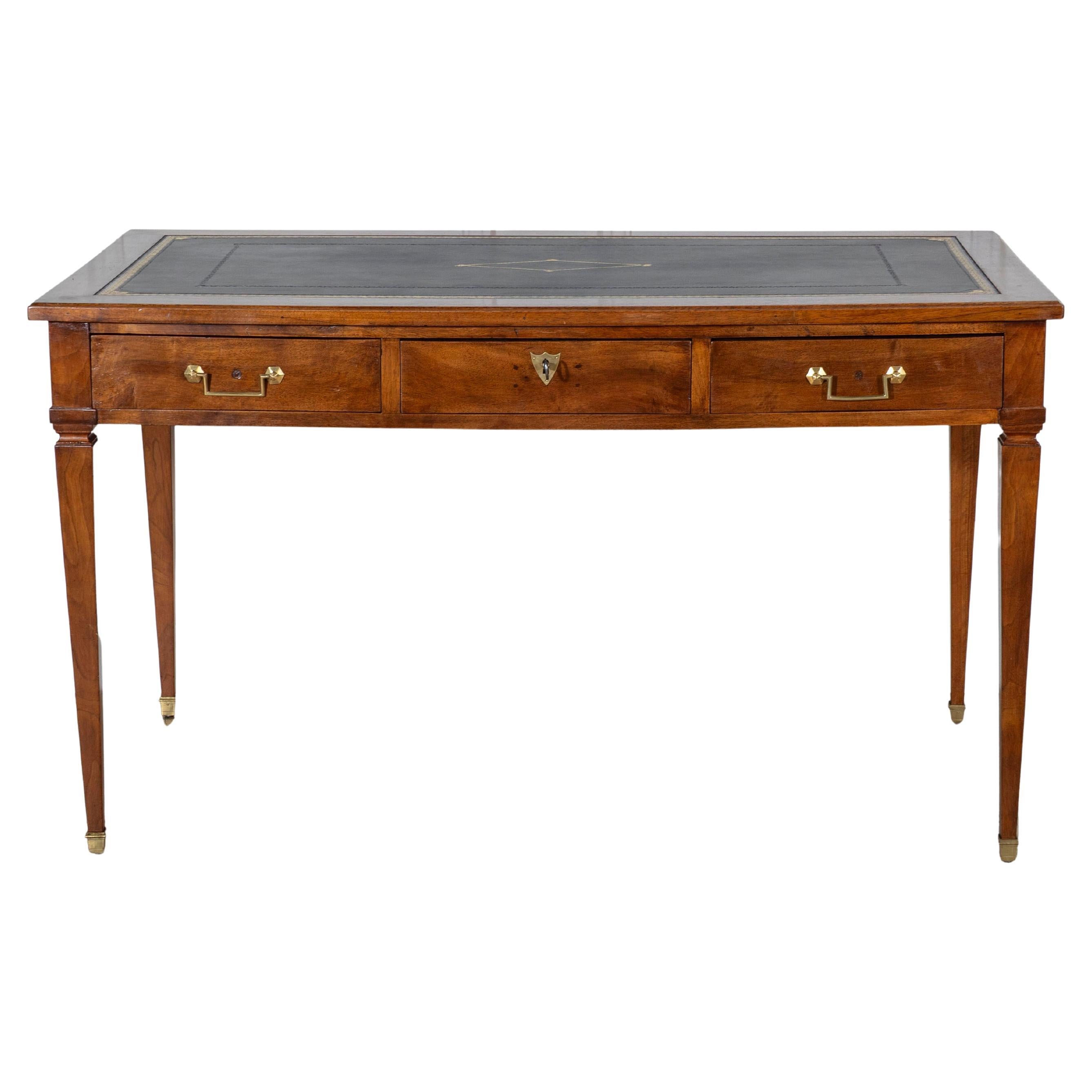 Louis XVI-Style Mahogany Writing Desk with Leather Top