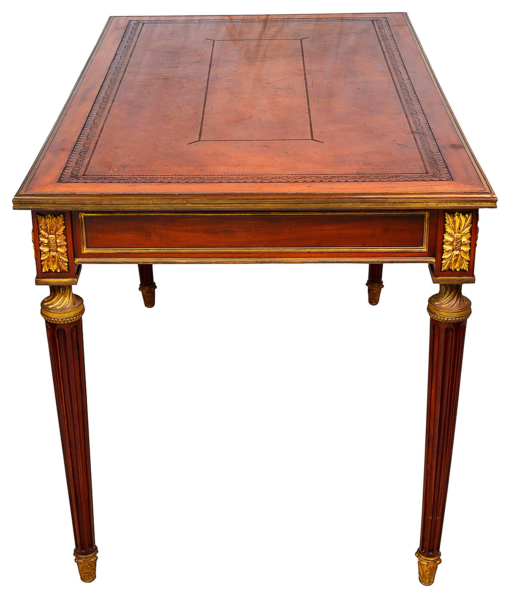 19th Century Louis XVI Style Mahogany Writing Table, circa 1890 For Sale