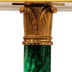 Lampe de bureau de style Louis XVI en malachite et bronze doré par Gherardo Degli Albizzi