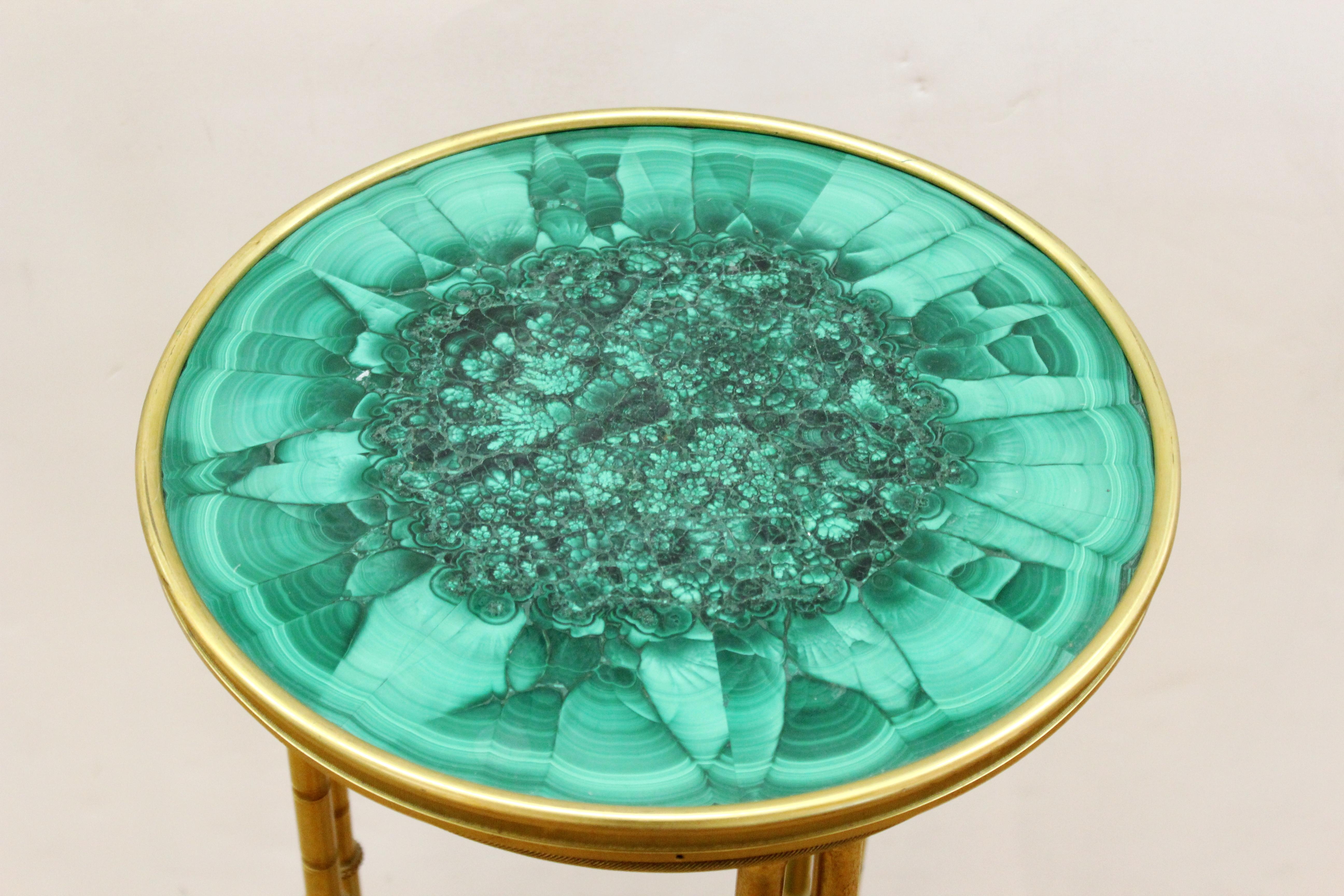 Louis XVI Style Malachite Gueridon Table In Good Condition In New York, NY