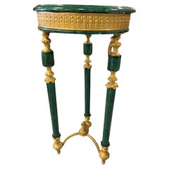 Louis XVI Style Malachite Occasional Table with Ormolu an Apron of Bell Flowers
