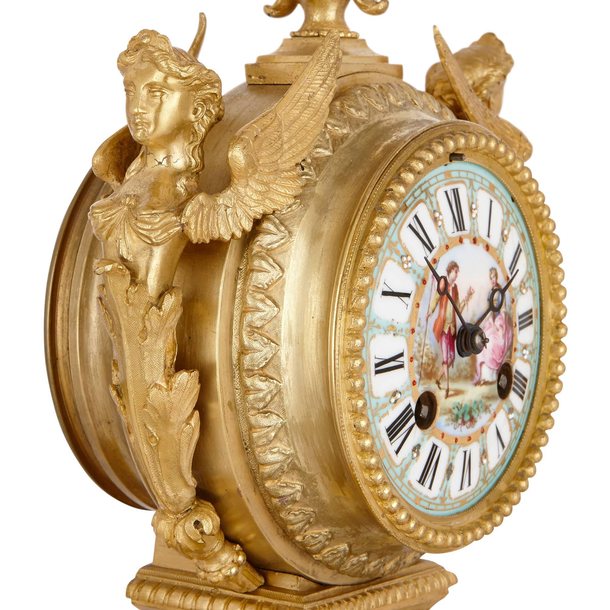 French Louis XVI Style Mantel Clock by Ernest Royer For Sale