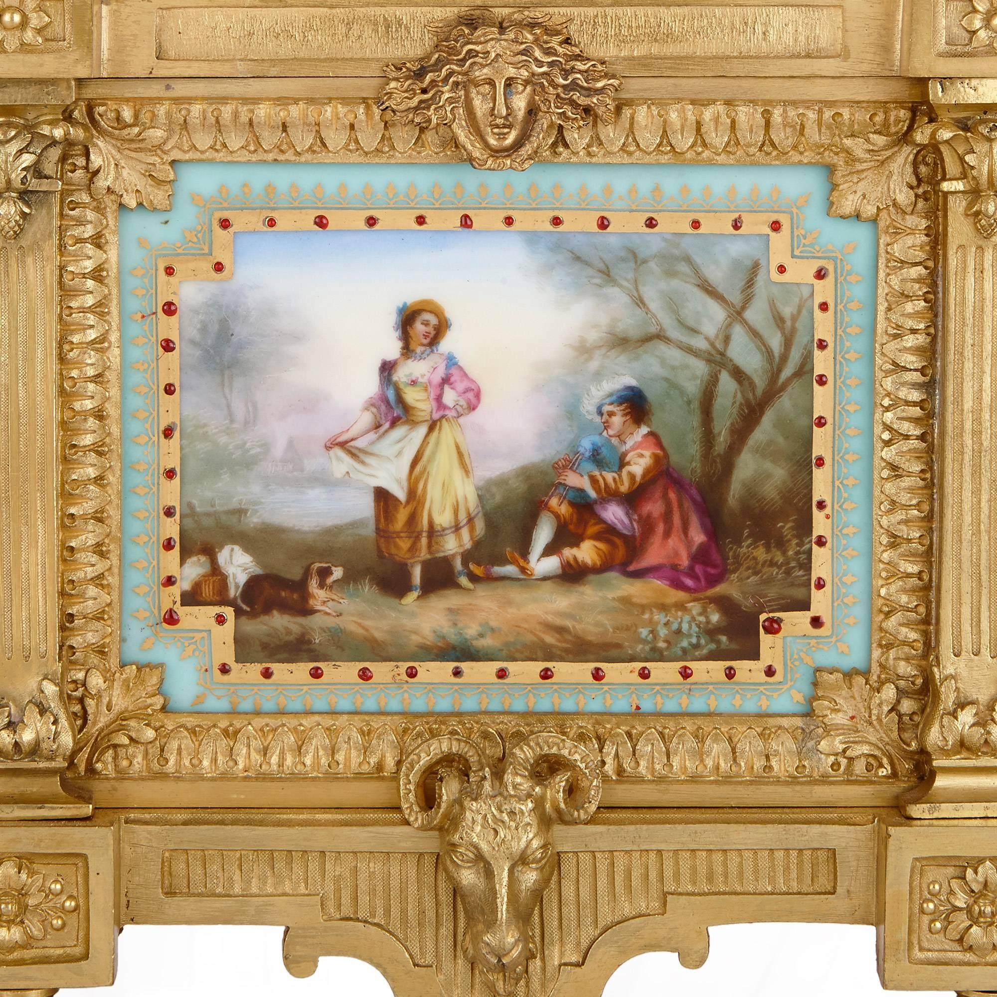 Kaminuhr im Louis-XVI-Stil von Ernest Royer (Vergoldet) im Angebot