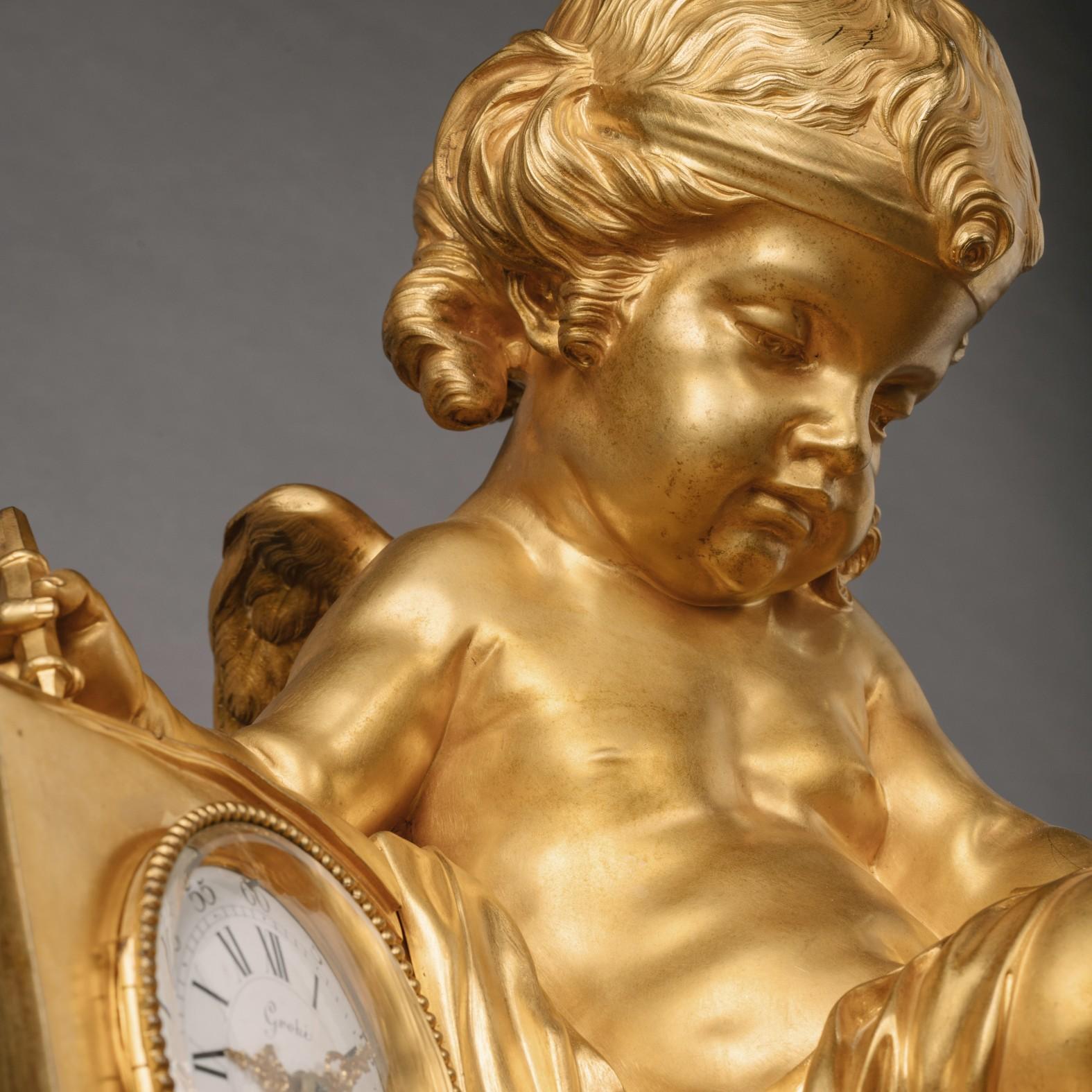 Louis XVI Style Mantel Clock, by Grohé Frères In Good Condition For Sale In Brighton, West Sussex