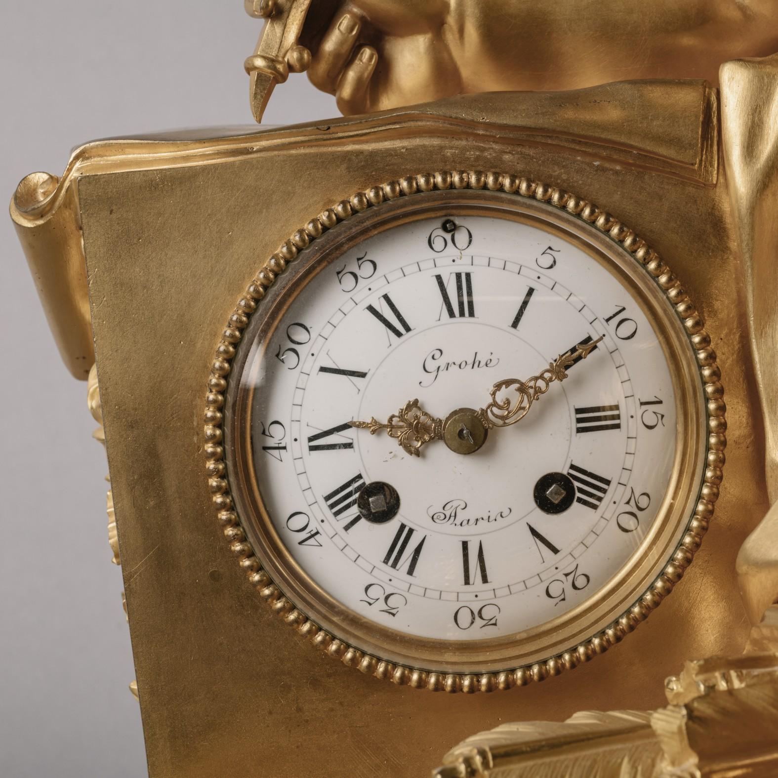 19th Century Louis XVI Style Mantel Clock, by Grohé Frères For Sale