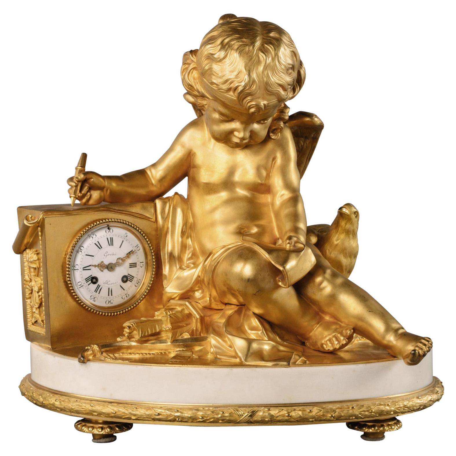 Pendule de cheminée de style Louis XVI, par Groh Frres en vente