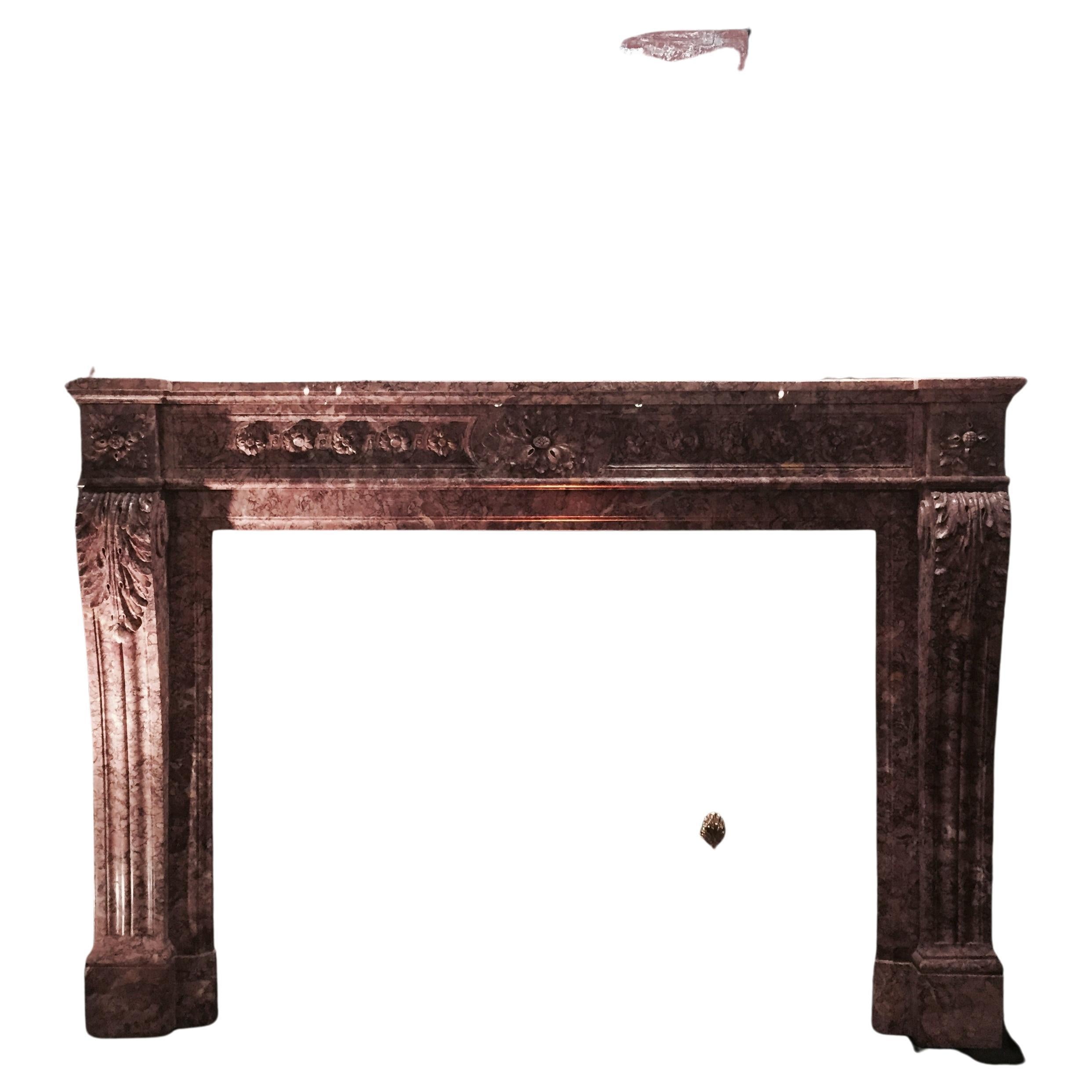 Louis XVI Style Mantel in Violet Jura Brocatella