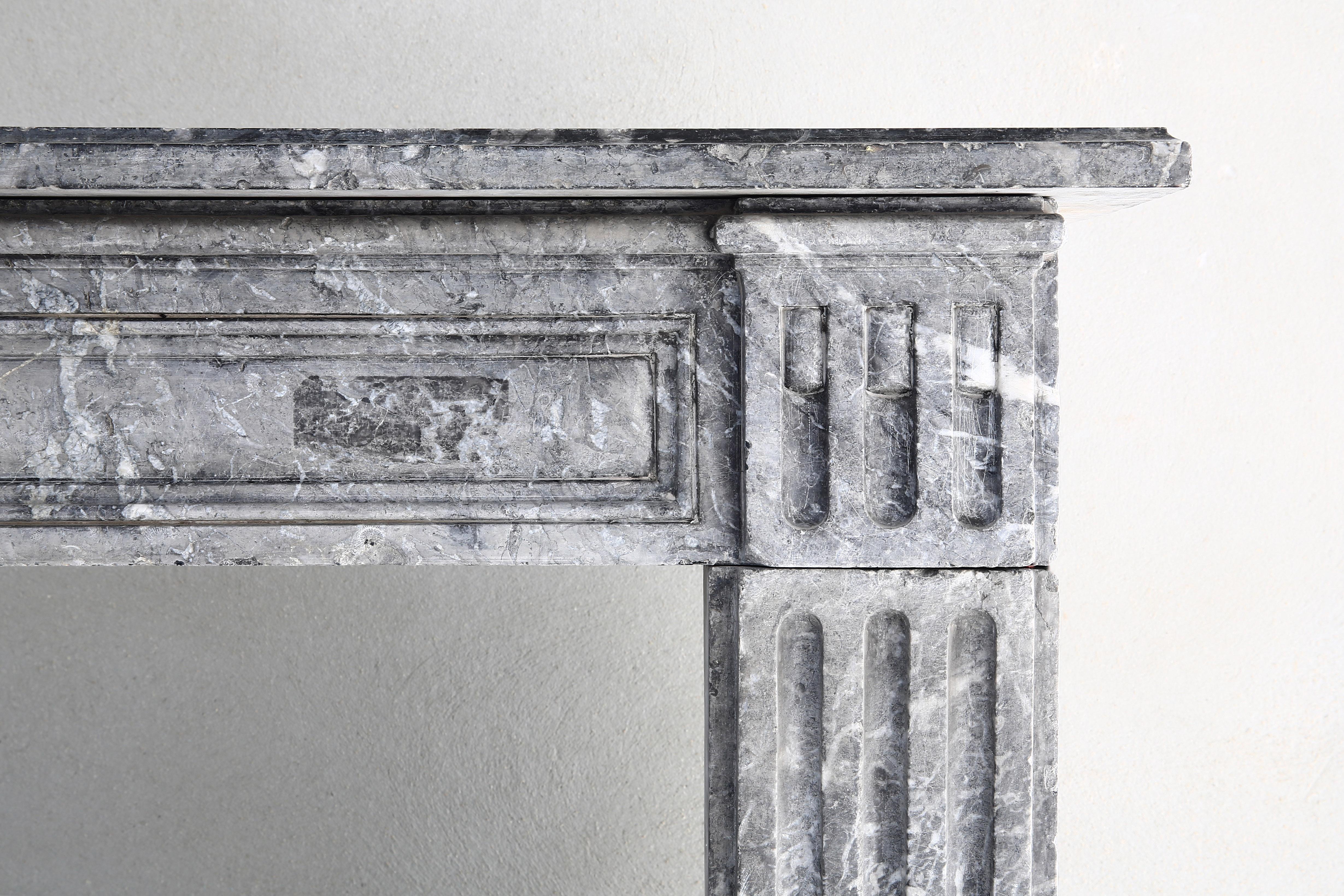 French Louis XVI Style Mantel of Gris de Ardenne Marble