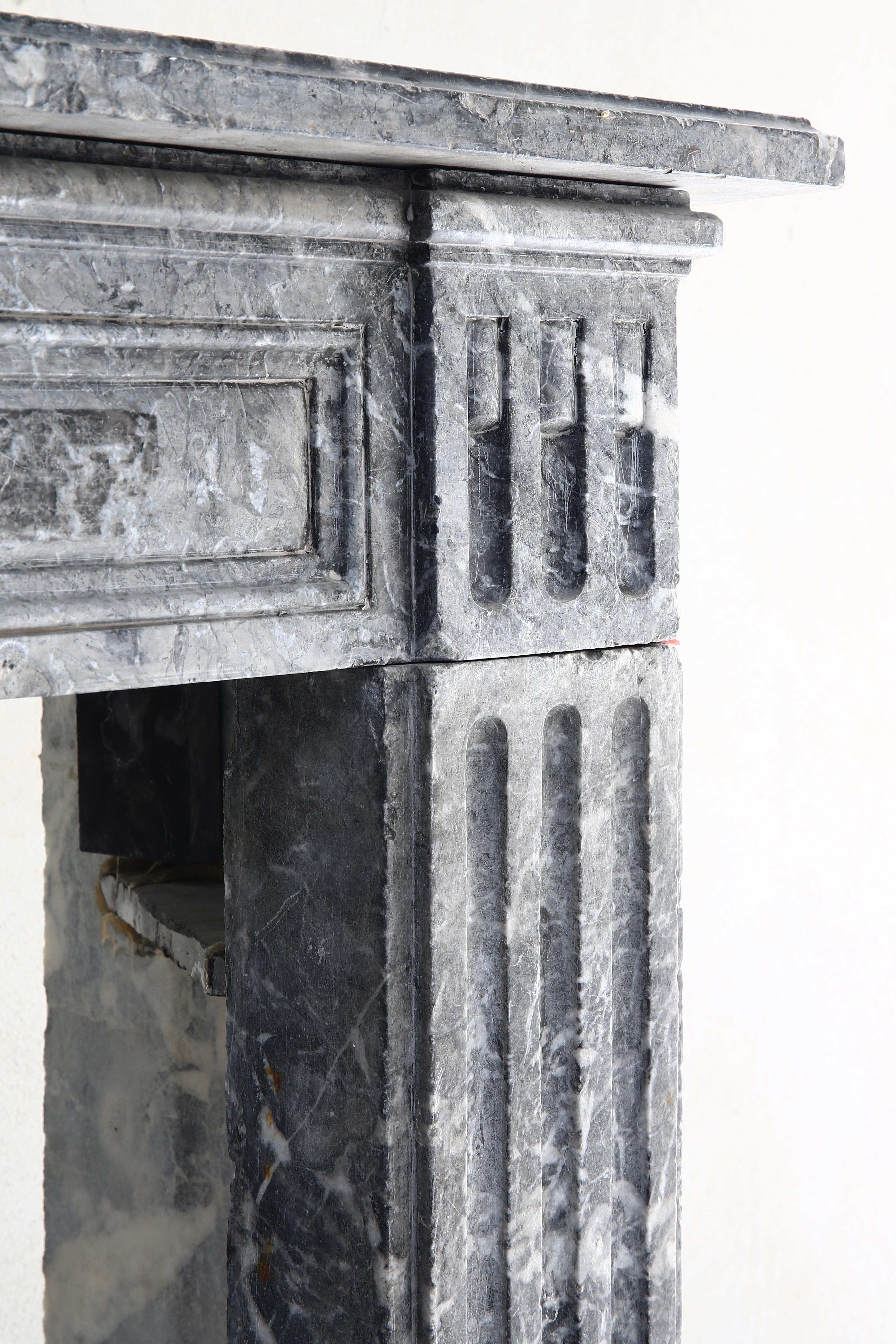 Louis XVI Style Mantel of Gris de Ardenne Marble 1