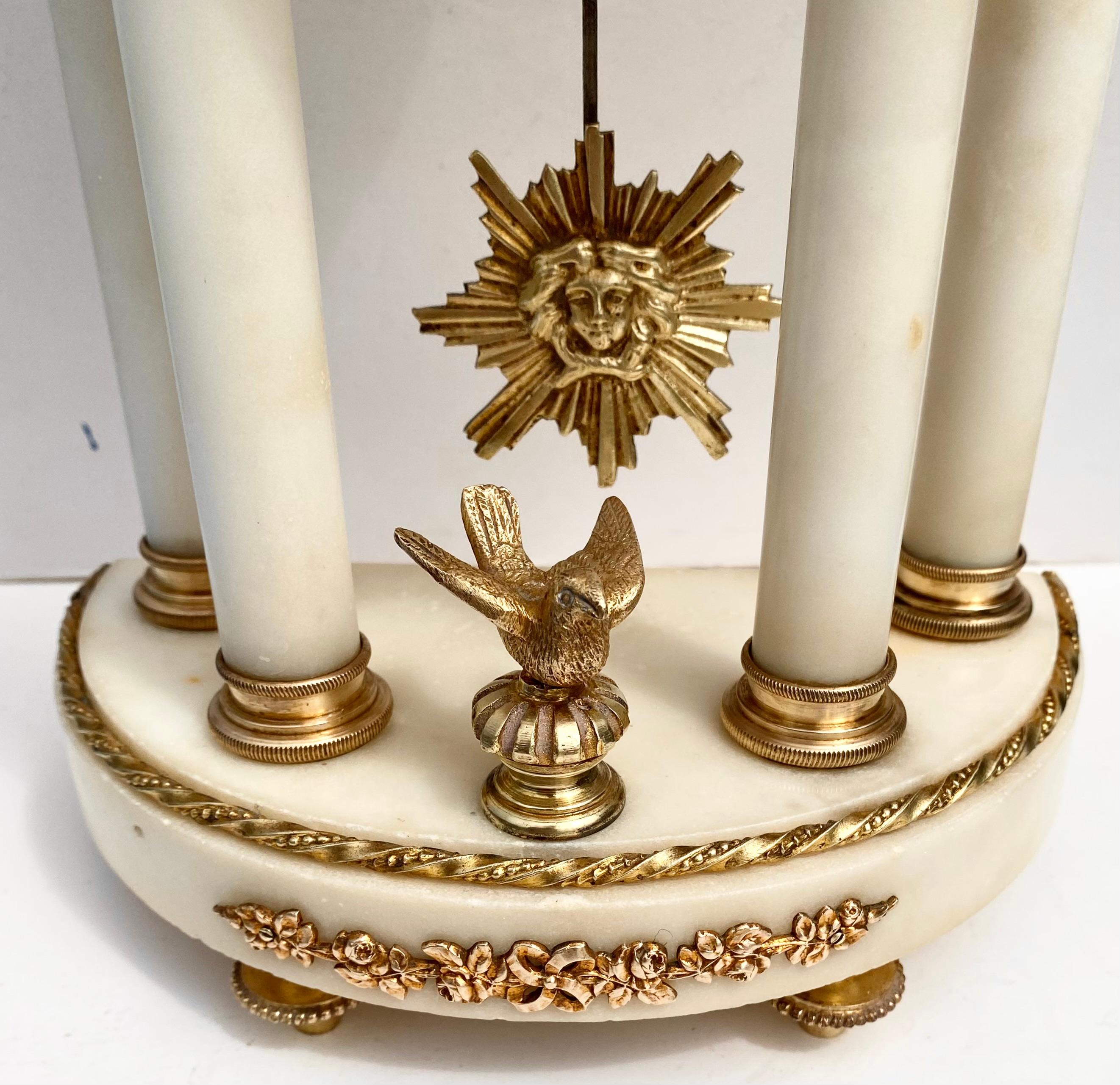 Louis XVI Style Marble and Gilded Bronze Sun King Pendulum  For Sale 9