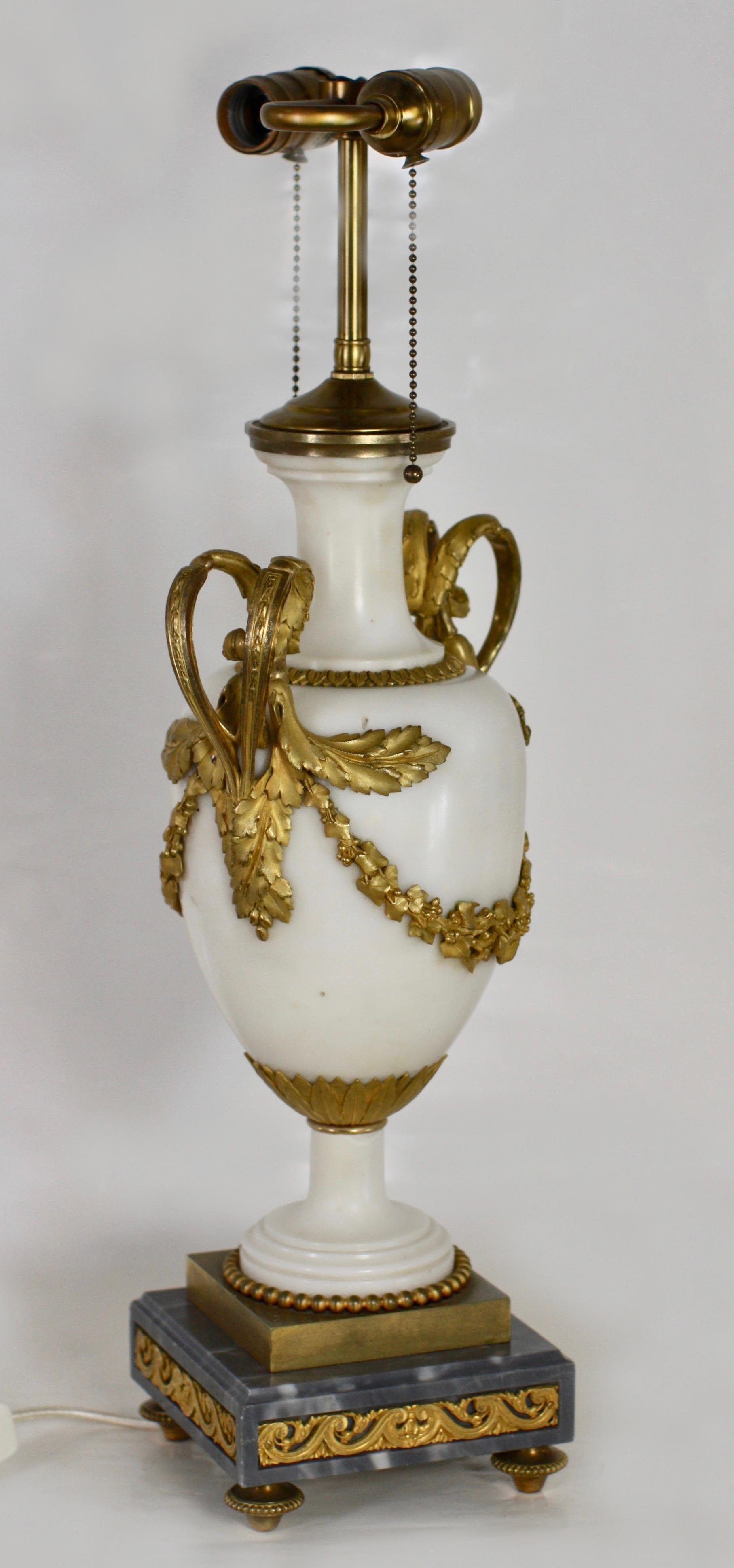 Louis XVI Style Marble and Ormolu Lamp, French, 19th Century In Good Condition For Sale In West Palm Beach, FL