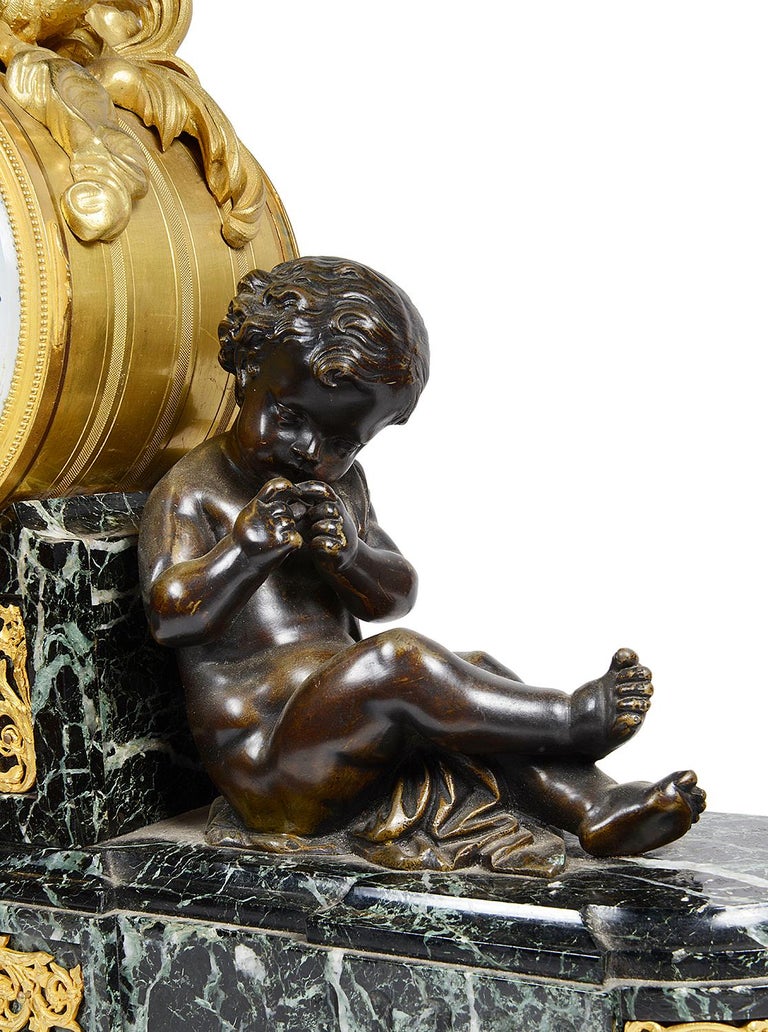 Louis XVI Style Marble and Ormolu Mantel Clock, 19th Century In Good Condition In Brighton, Sussex
